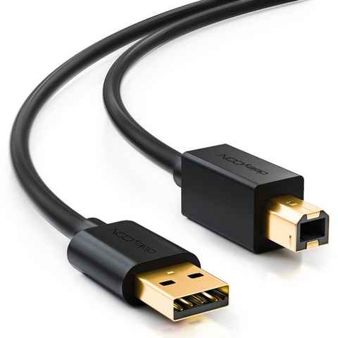 deleyCON deleyCON 2m USB 2.0 Drucker- Scannerkabel USB A-Stecker zu B-Stecker USB-Kabel