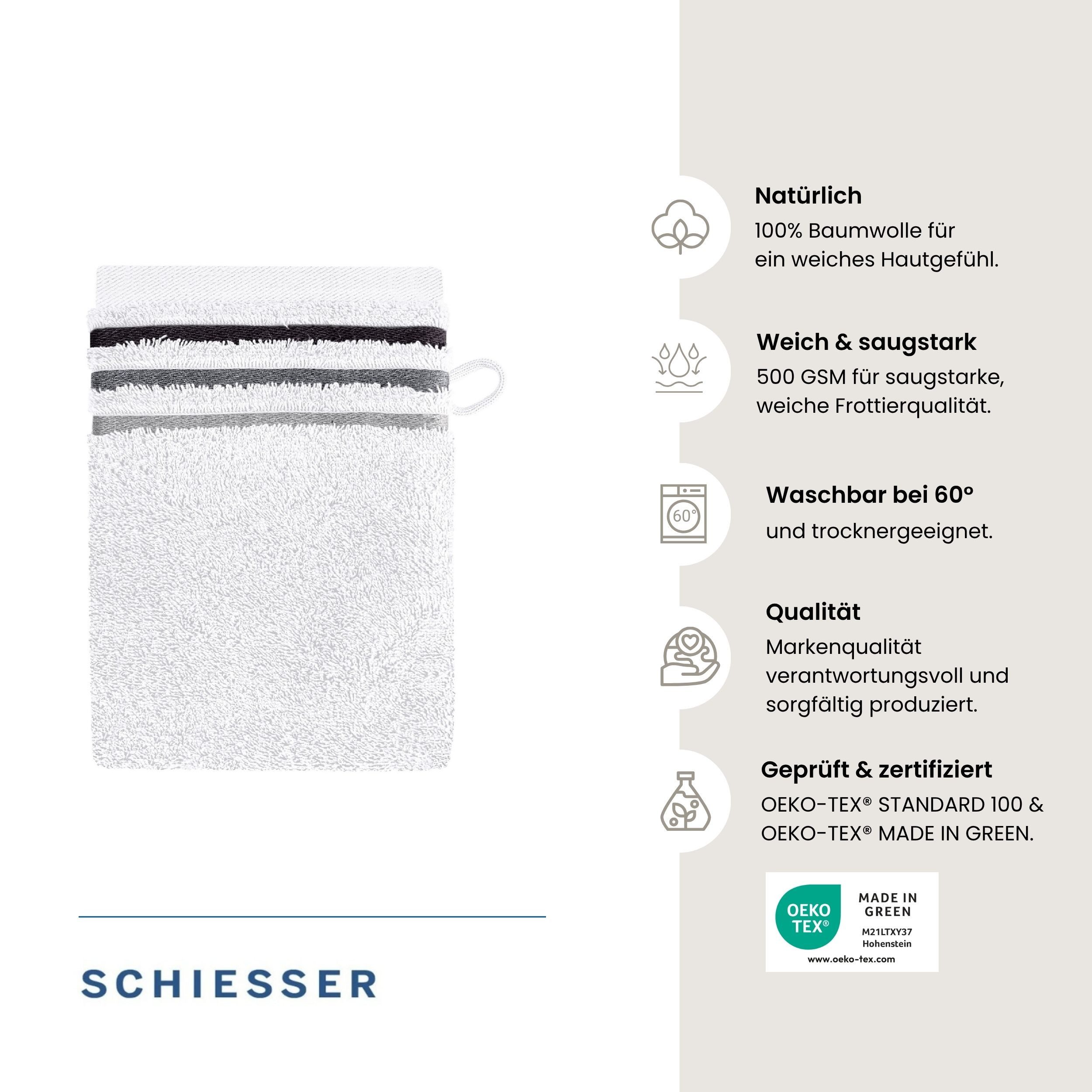 Schiesser Waschhandschuh Skyline Color aus 100 % Baumwolle mit eleganter Streifenbordüre, (5-St), OEKO-TEX® MADE IN GREEN – Bild 2 von 5