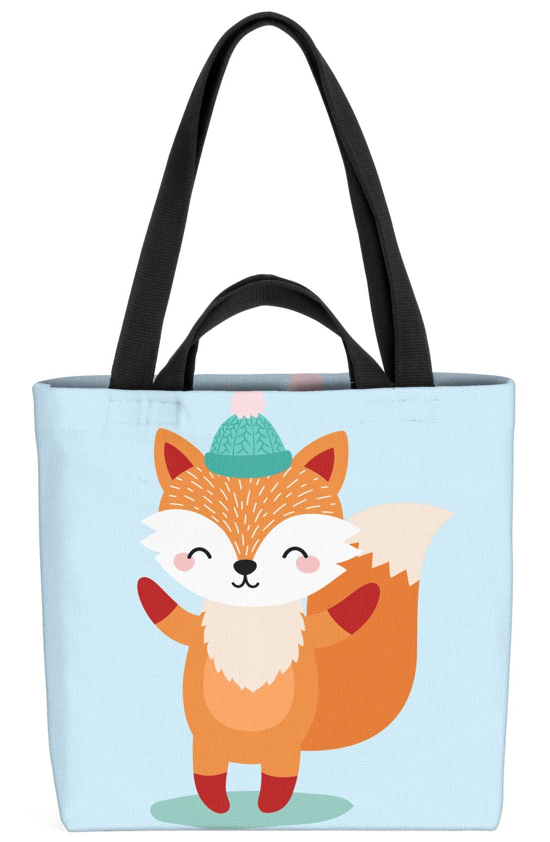 Tiere Tierbabys VOID (1-tlg), Kinder Winter Tierkinder Weihnachten Kinderzimmer Henkeltasche Fuchs