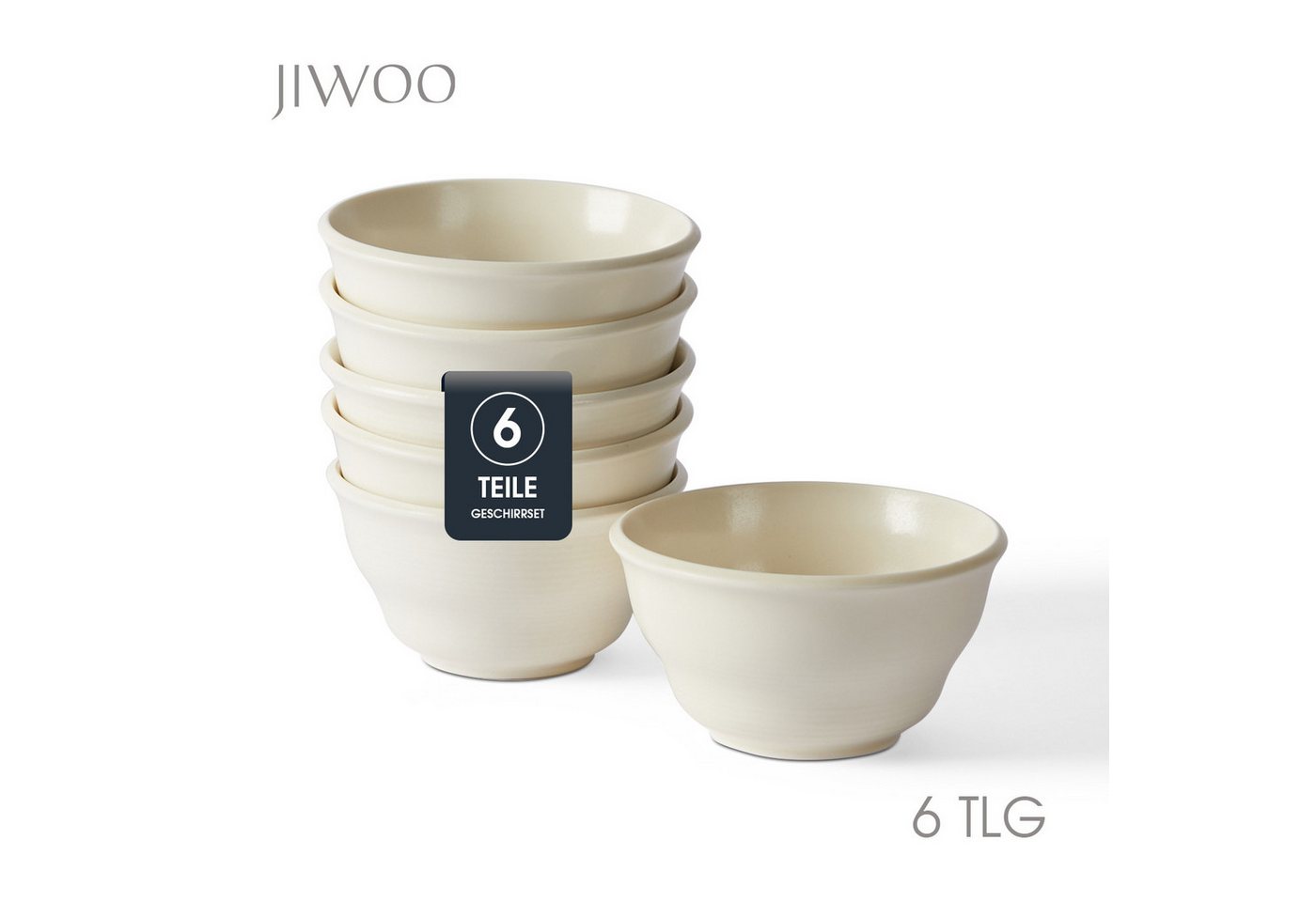 JIWOO Schüssel 6er Ø11,7cm, Müslischale Eisschale FrühstückSchale Dessertschale, Keramik, (Schaleset, 6-tlg), Bowl, Hochwertiges Schalen Weiß Schale Mikrowellenofen Spülmaschine
