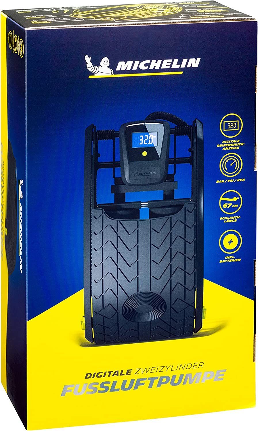 Luftpumpe Digitale Auto Motorrad Fahrrad Freizeit DOPPELZYLINDER Fussluftpumpe