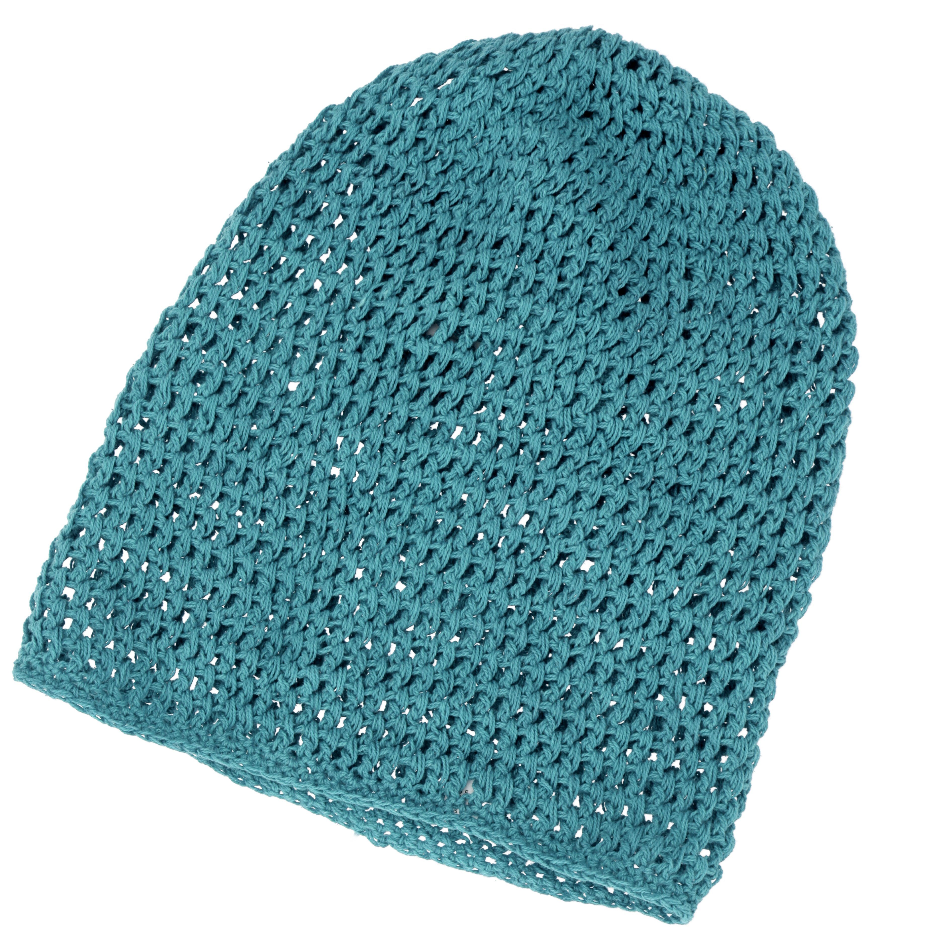 Guru-Shop Strickmütze Beanie, Baumwoll-Häkelmütze - petrol günstig online kaufen