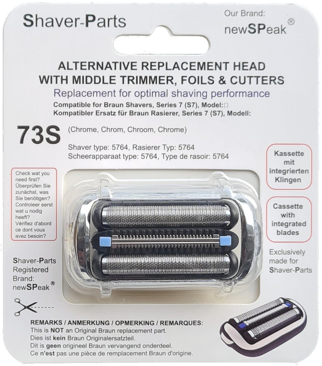 Scanpart Ersatzscherköpfe 73S Ersatzscherkopf, Kompatibler, Ersatzscherkopf für Braun Serie 7