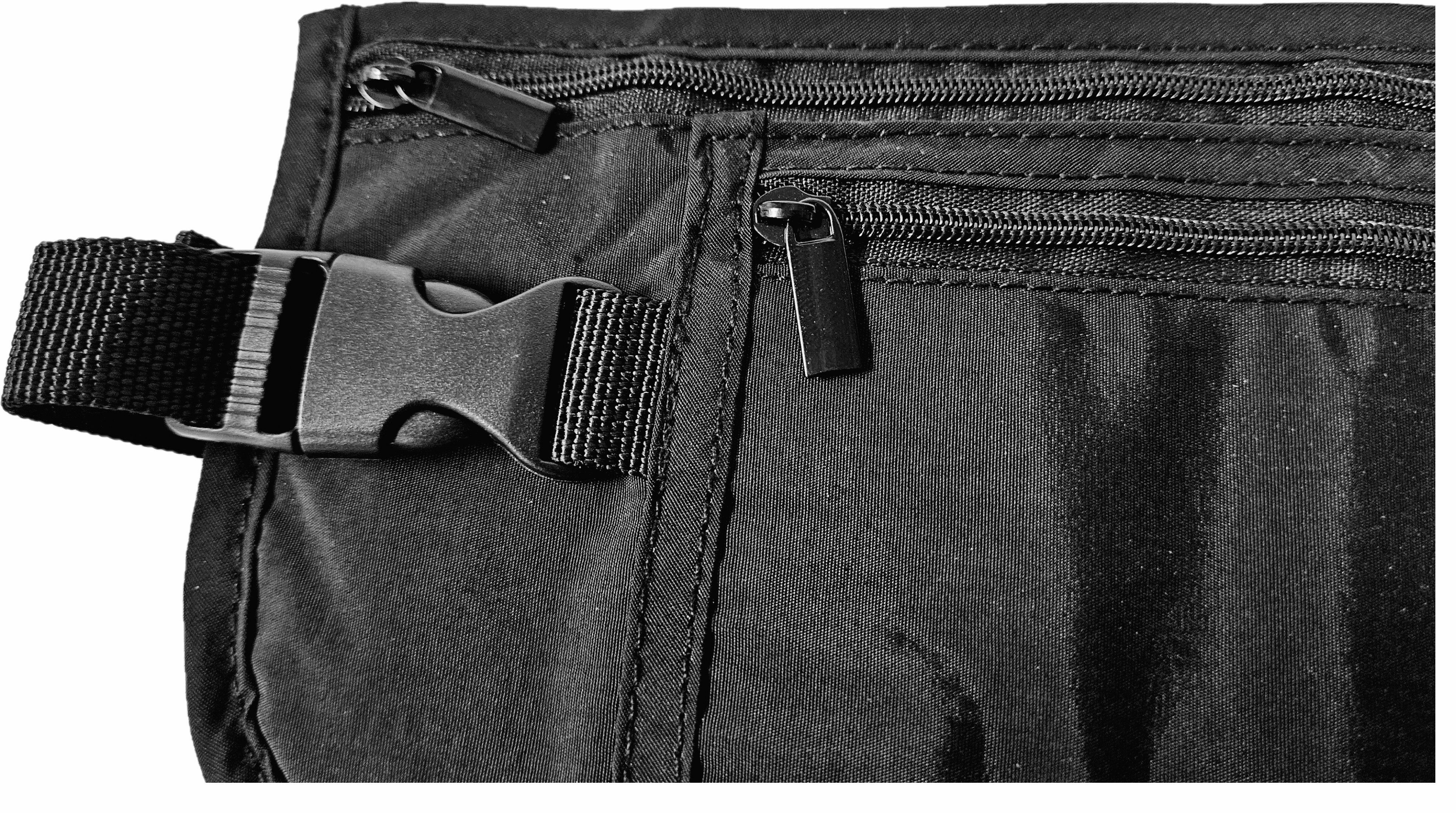 Traveller Bauchtasche Geldgürtel 2 Fächer Reisepass flach undercover Safe Money Belt, weicher Fleece auf der Rückseite – Bild 4 von 5