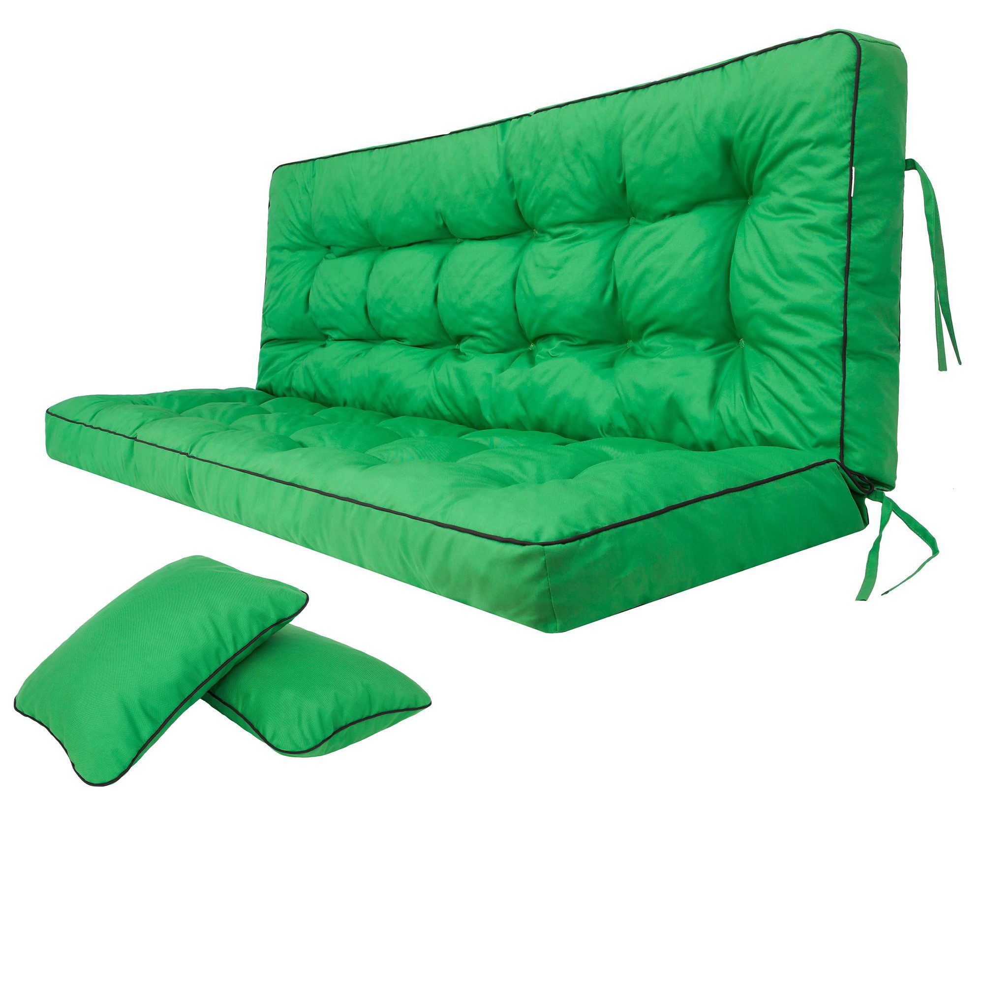 Hobbygarden Bankauflage Polsterauflage POLA 100, 120, 150 oder 180 cm, für Gartenbank & Hollywoodschaukel inkl. 2 Seitenkissen