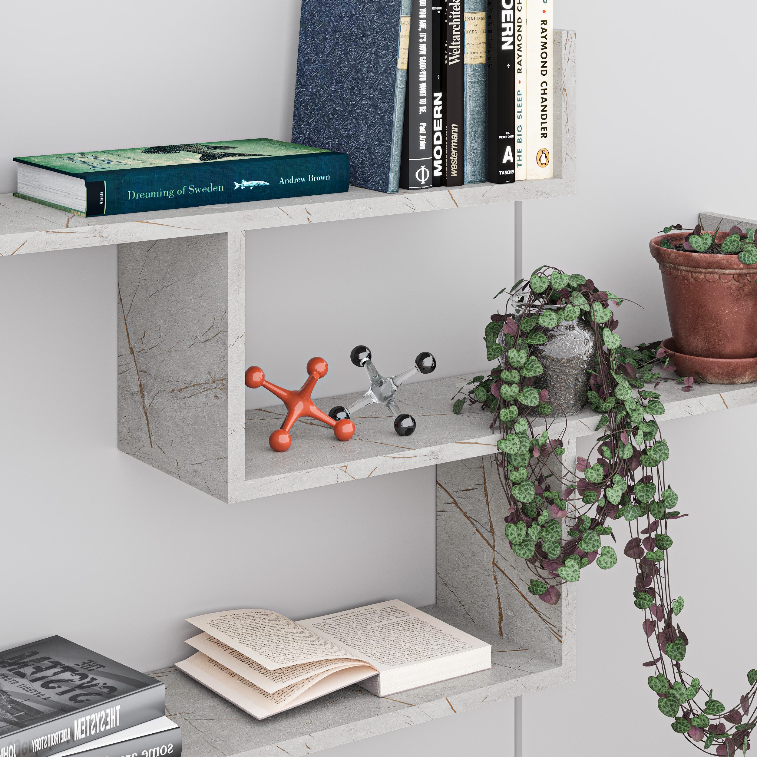 Decortie Bücherregal Tibet, Wandregal Modernes Bücherregal, 119 x 22 x 66,5 günstig online kaufen