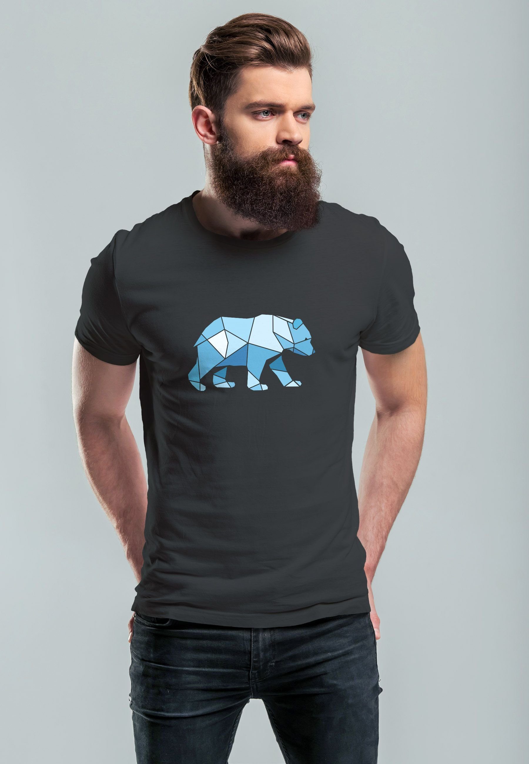 Neverless Print-Shirt Herren T-Shirt Polygon Grafik günstig online kaufen