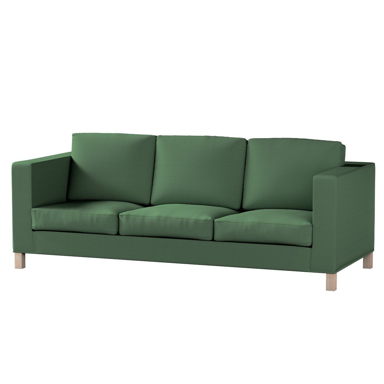 Sofahusse Karlanda 3-Sitzer Sofa nicht ausklappbar kurz, Cotton Panama, Dekoria waldgrün