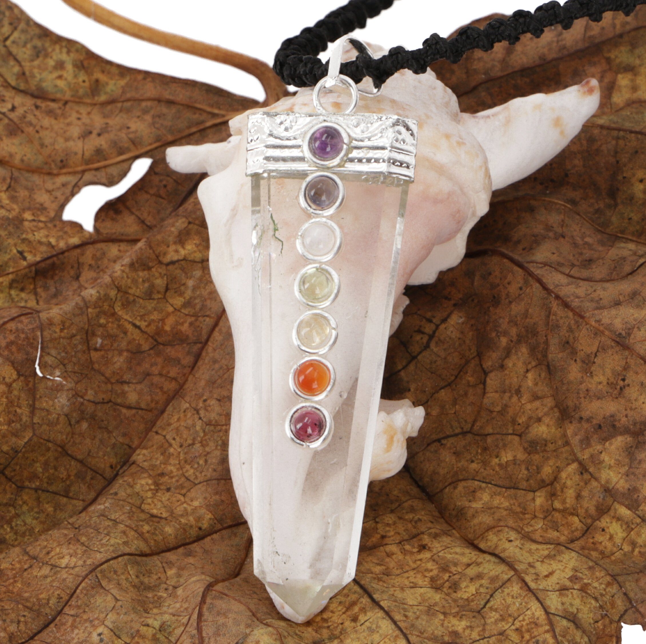 Guru-Shop Kettenanhänger 7 Chakren Kristall Amulett