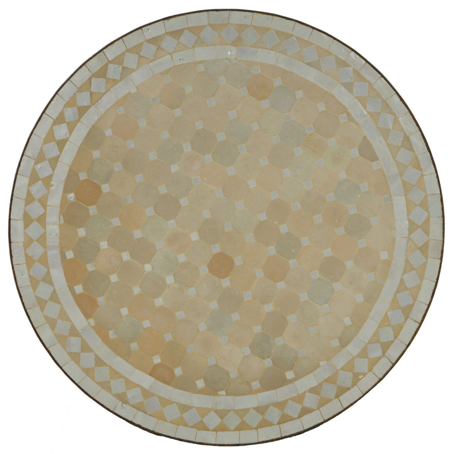 Casa Moro Gartentisch Mediterraner Gartentisch marokkanischer Mosaiktisch Ø 90cm groß rund (mit Gestell H 73 cm, Kunsthandwerk aus Marrakesch), Handmade, Dekorativer Balkontisch Bistrotisch Beistelltisch MT2106