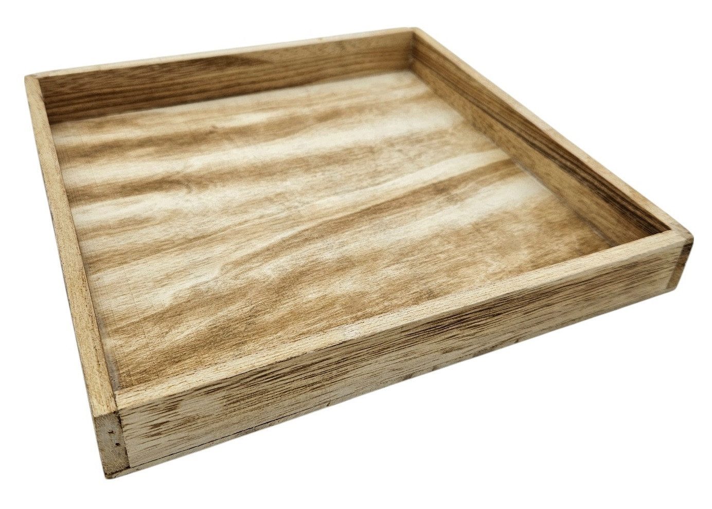 Meinposten Dekotablett Tablett Holztablett braun Natur rechteckig Kerzentablett (1 St)