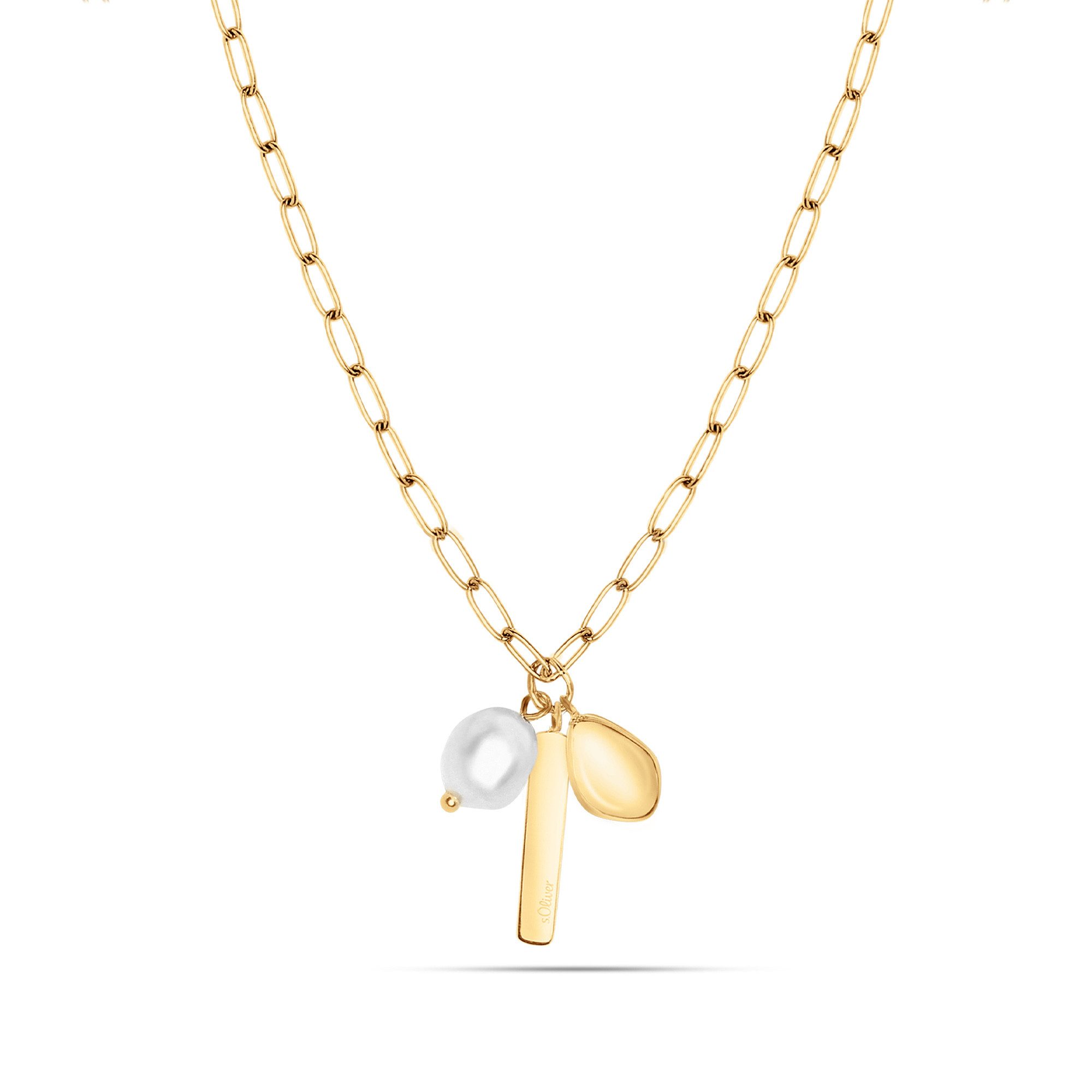 s.Oliver Kette mit Anhänger Tag and Pearl, mit Perle (imitiert)