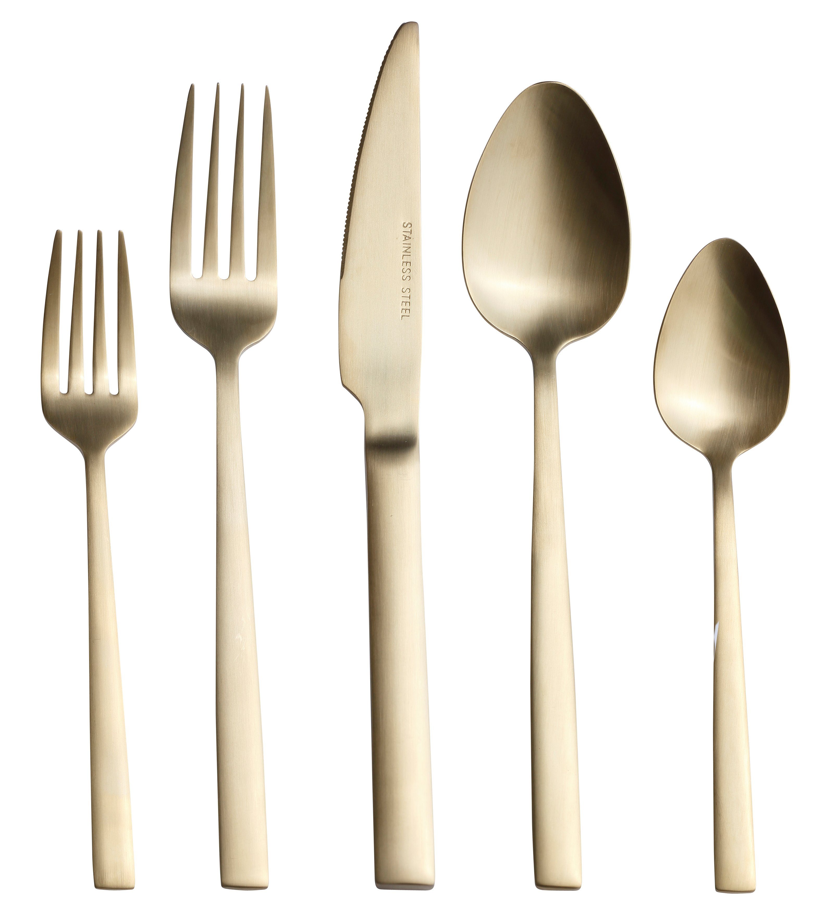 Home affaire Besteck-Set Eglof (30-tlg), 6 Personen, Edelstahl 18/10, Gold PVD-beschichtet, mattiert