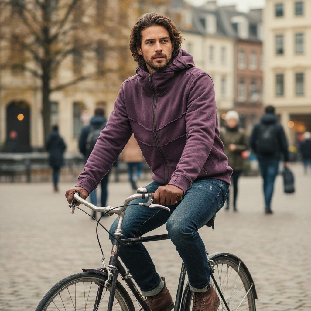 Guru-Shop Strickjacke Goa Jacke, Bio Baumwolle Ethno Hoody - aubergine alternative Bekleidung
