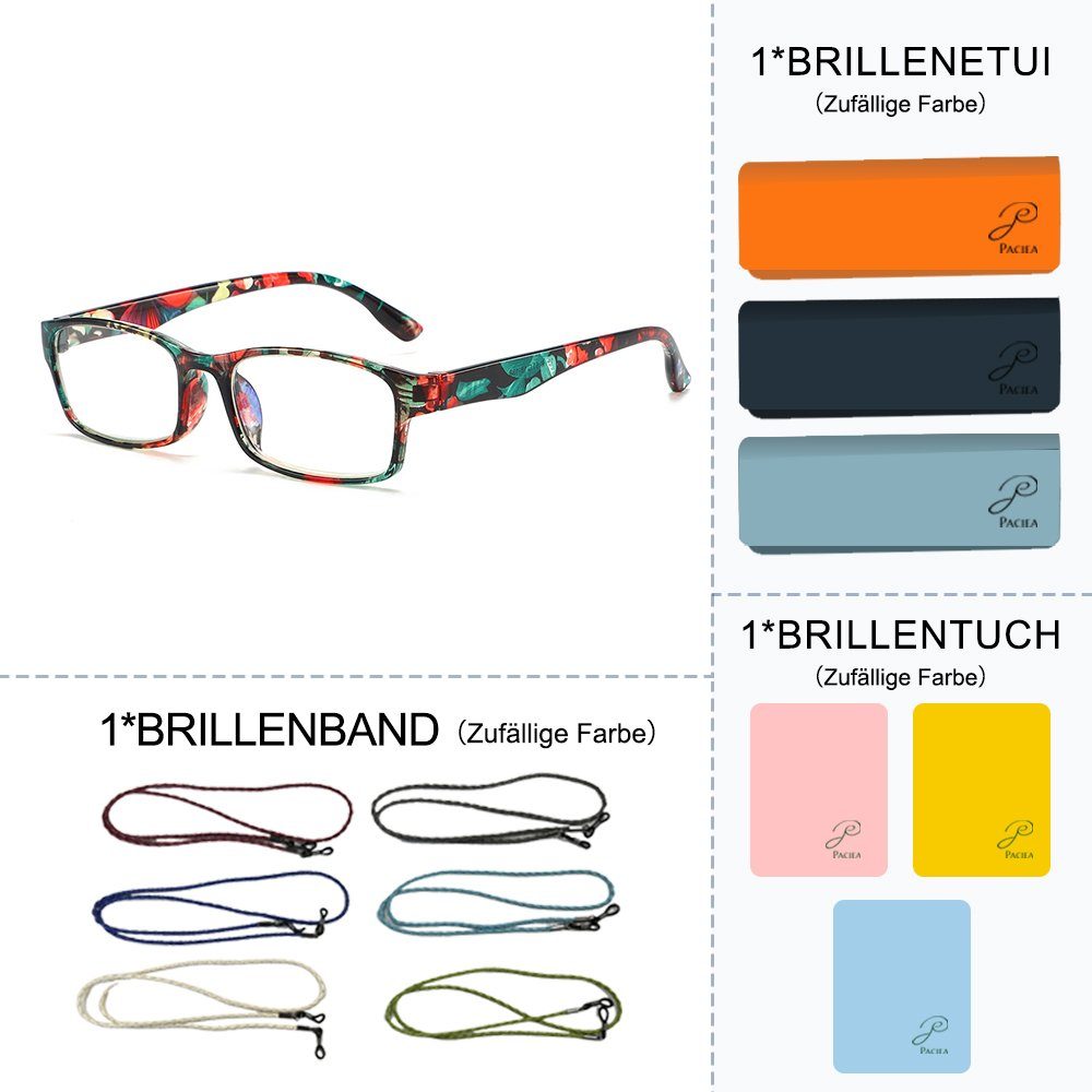 Lesebrille Gläser PACIEA grün Bedruckter Leicht Vollrandrahmen Anti-Blaue