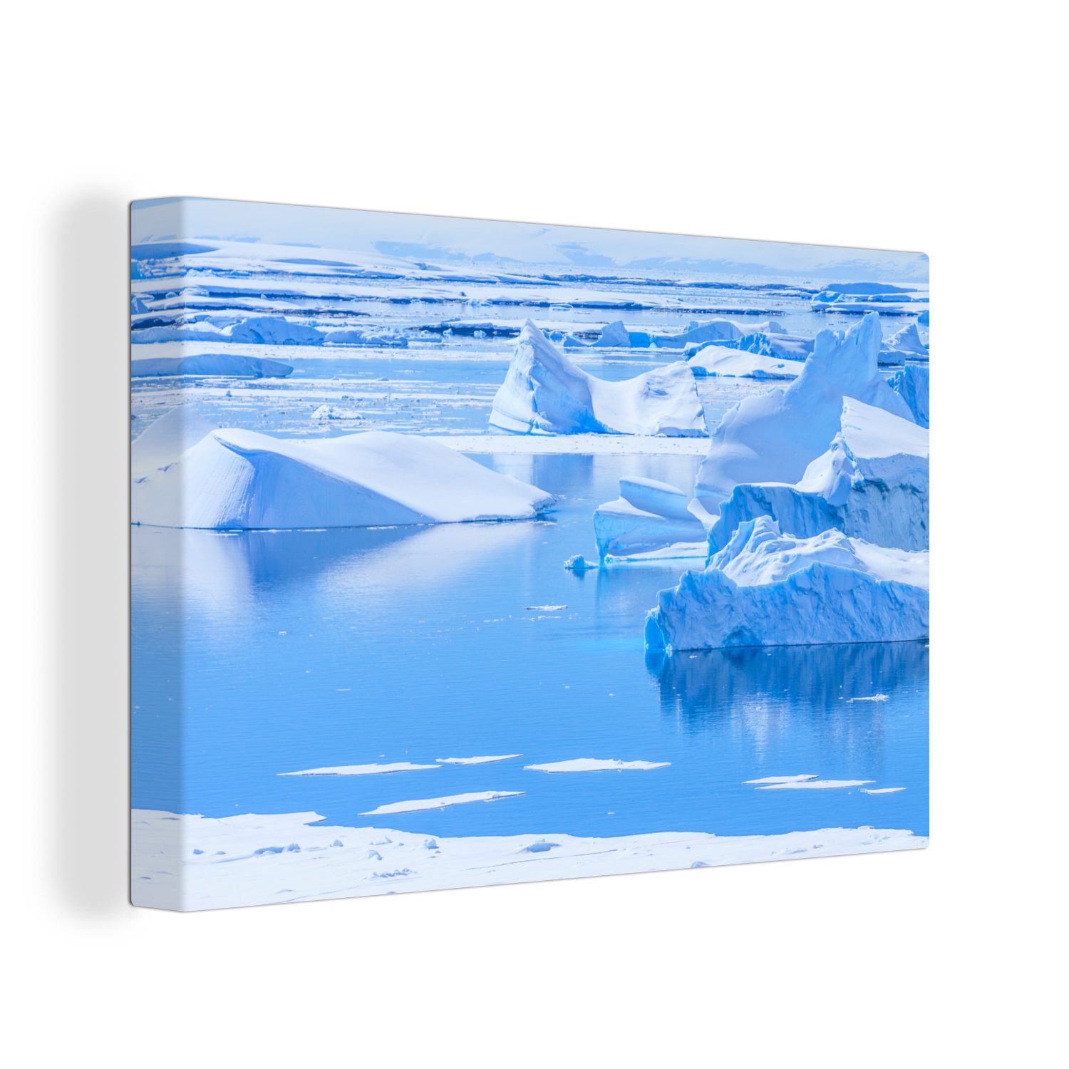 OneMillionCanvasses® Leinwandbild Meer - Eis - Wasser, (1 St), Wandbild Leinwandbilder, Aufhängefertig, Wanddeko, 30x20 cm | Leinwandbilder