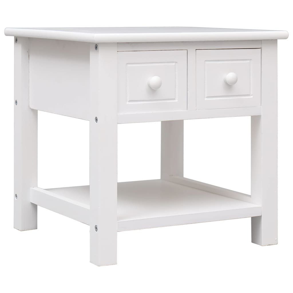 Weiß Holz Beistelltisch aus Paulownia 40x40x40 cm), (LxBxH: + Tischplatte MDF möbelando in 298234