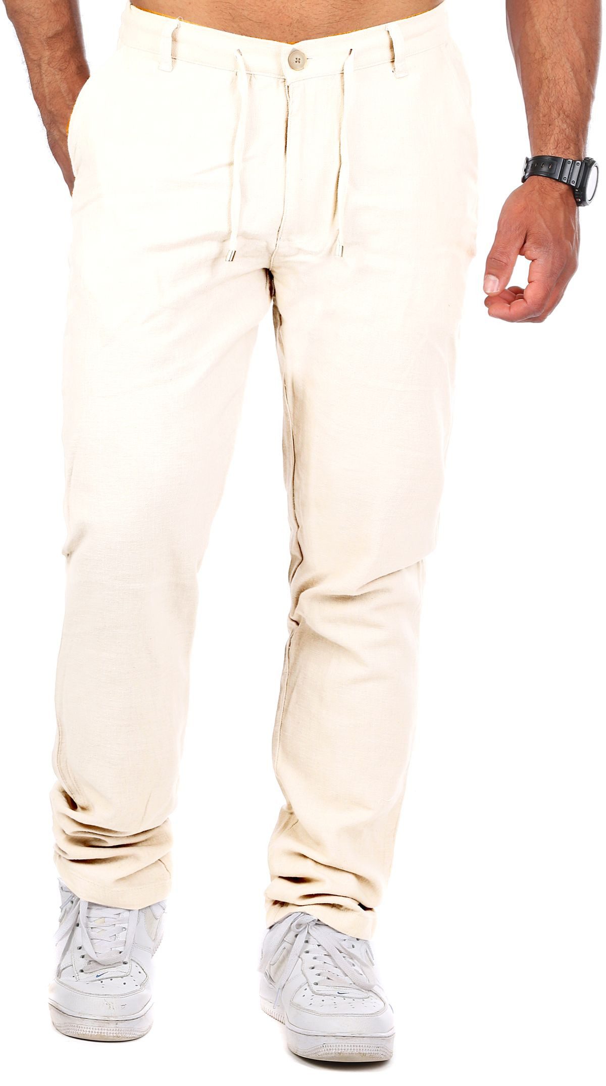 CARISMA Chinos Herren Leinen Baumwoll Mix Hose lang angenehm regular fit 2220-RF in Unifarbe