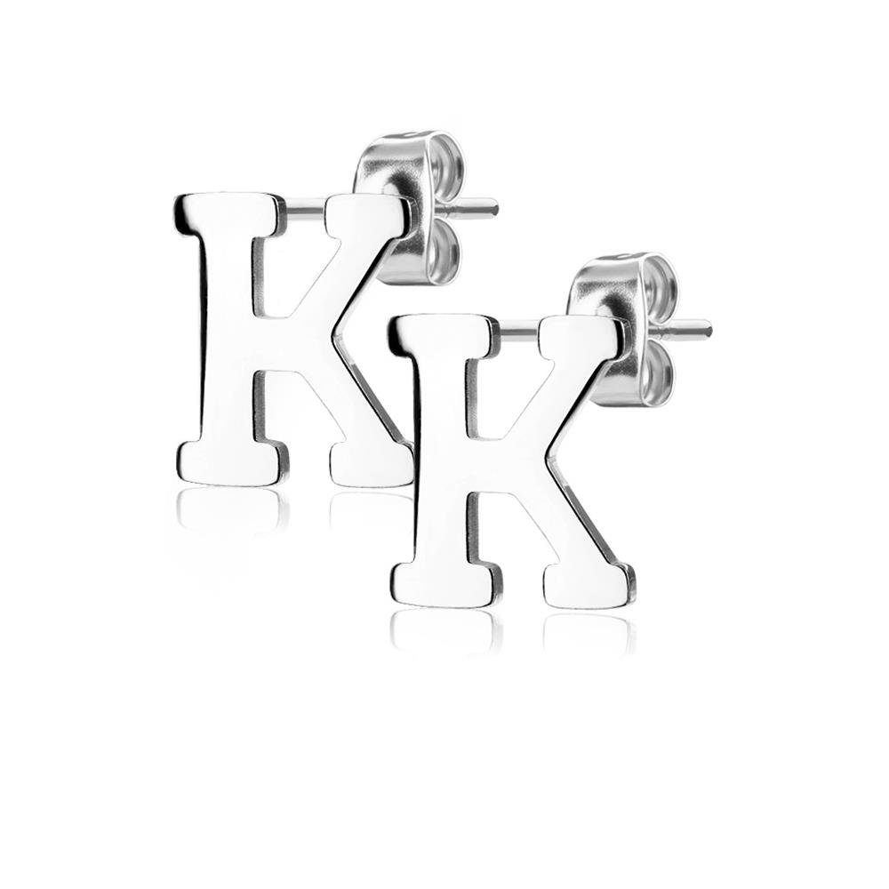 Ohrschmuck (2 Ohrstecker-Set Buchstaben (1 Silber Ohrstecker Ohrringe Paar 2-tlg), aus Edelstahl Stück), BUNGSA Damen