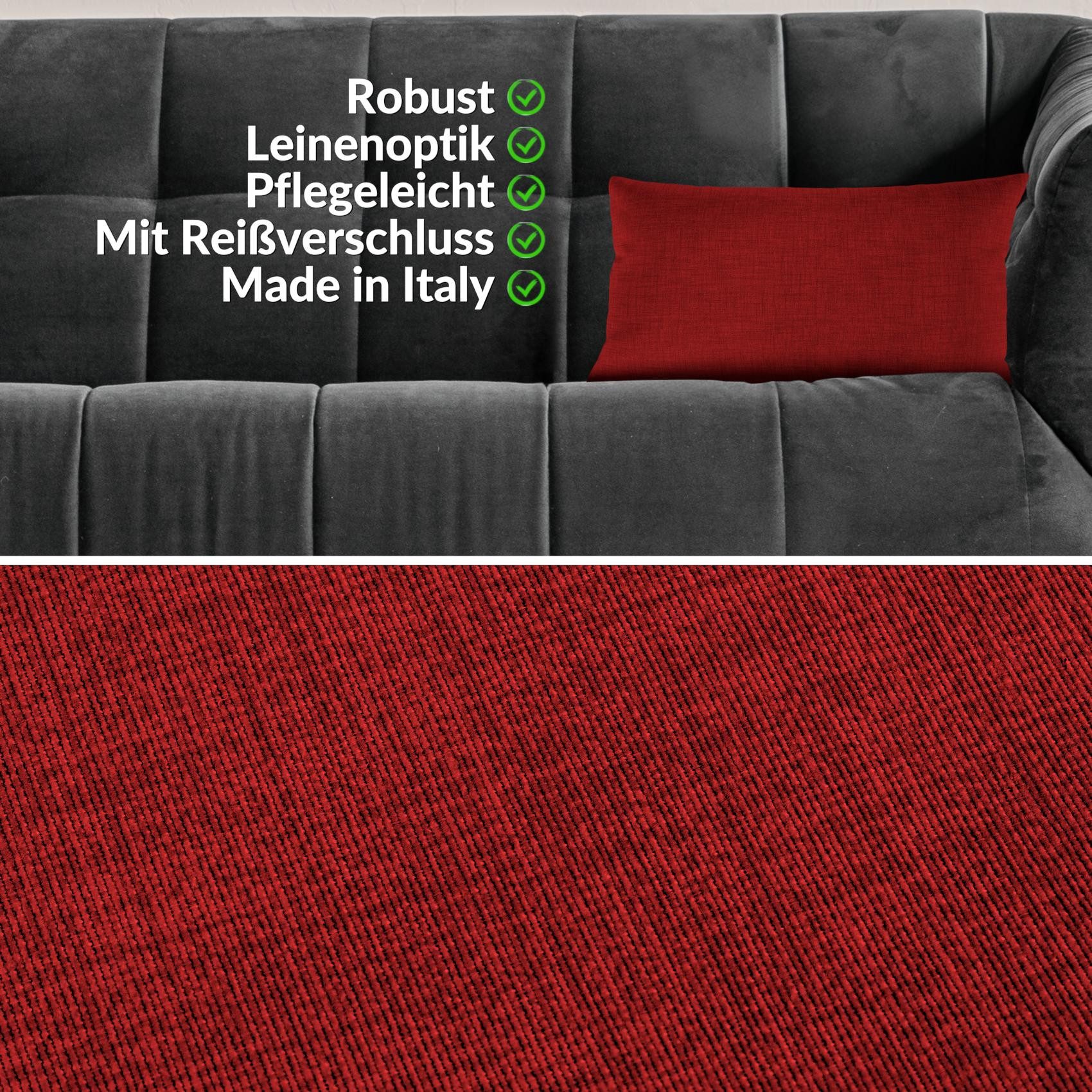 ANRO Dekokissen MrJack Kissenbezug Leinenoptik Deko Kissen Uni, Kissenbezug 30x50cm ohne Füllung Rot