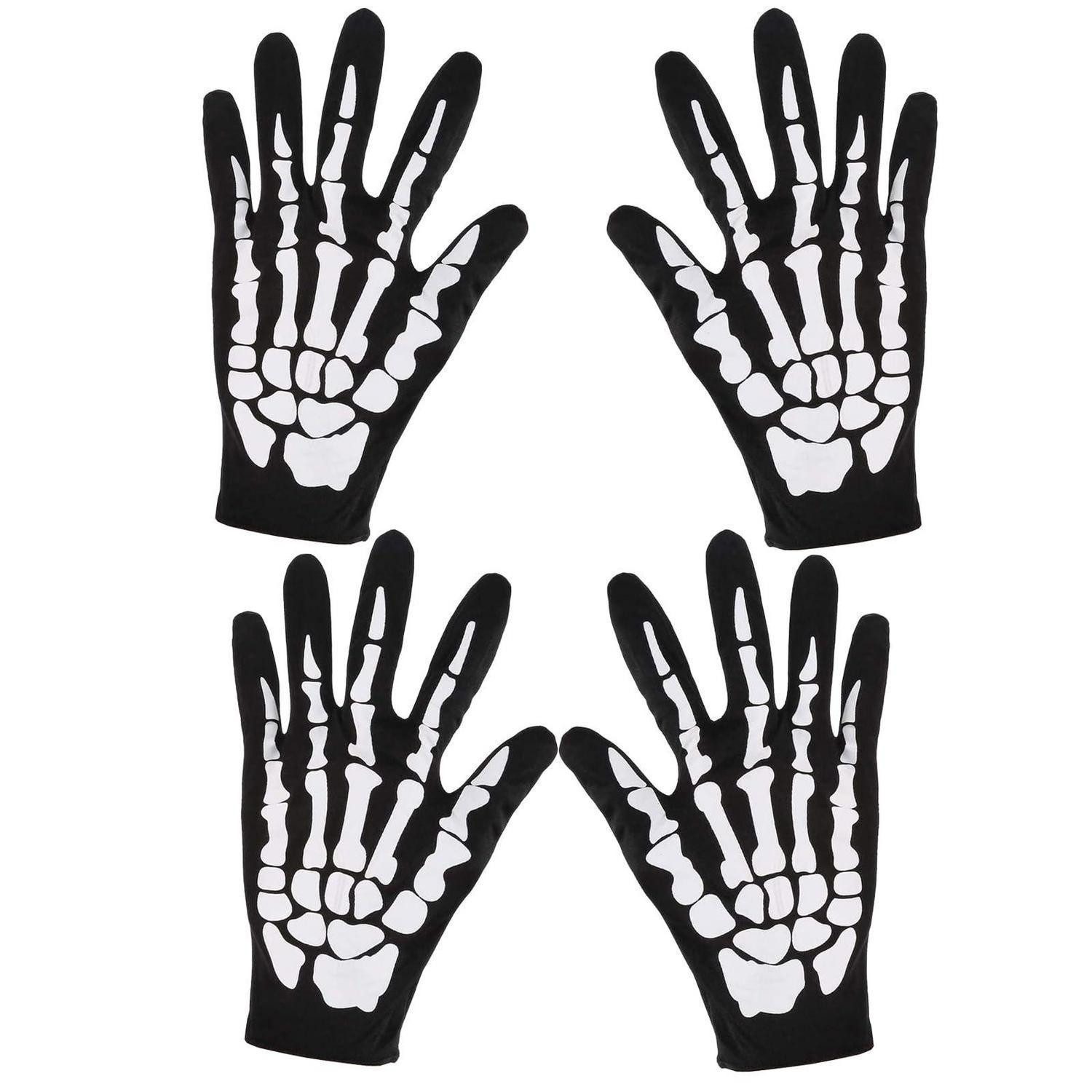 LuxusKollektion Abendhandschuhe Handschuhe Skelett Halloween Erwachsene Kostüm Zubehör (2-St)