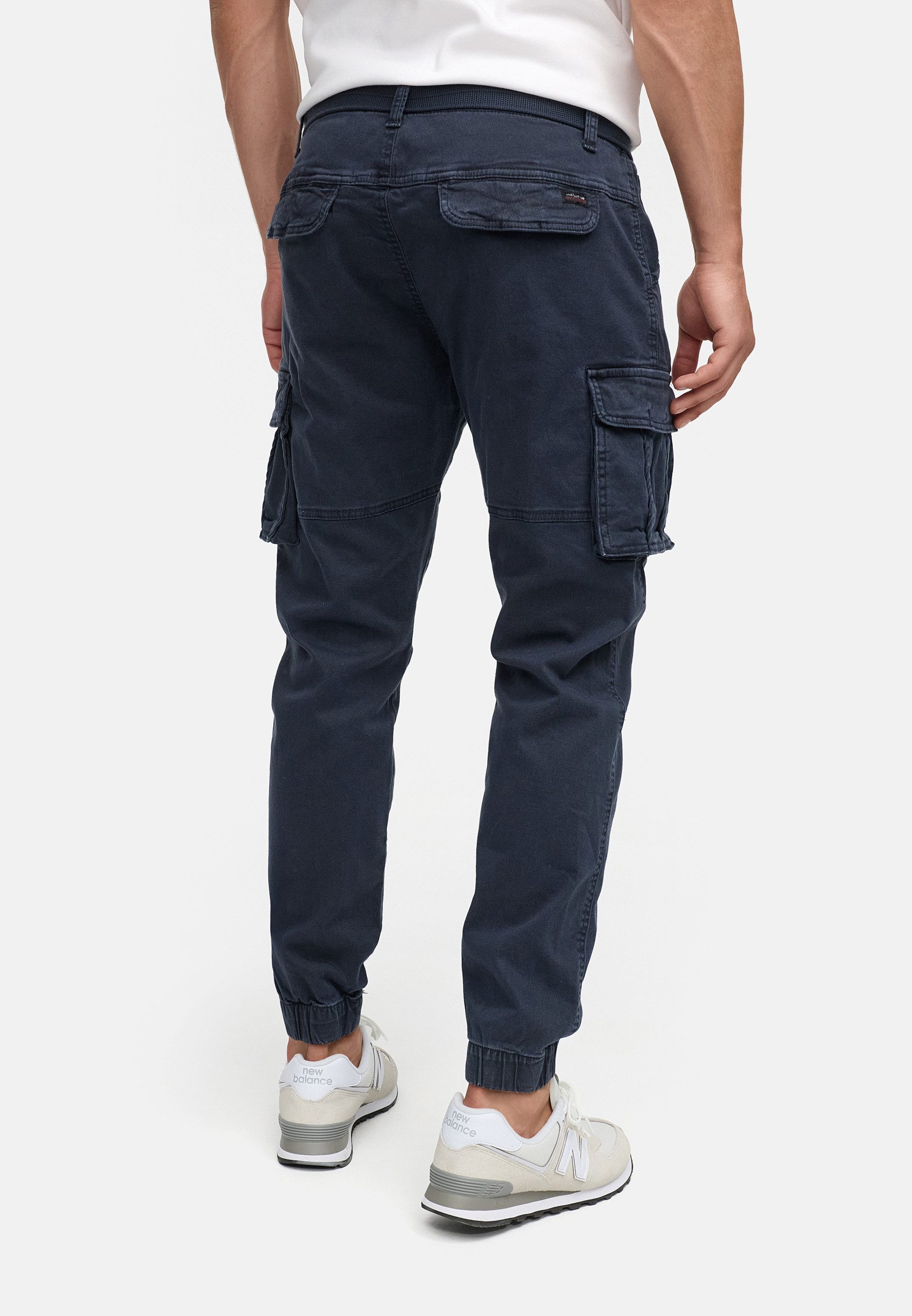 Indicode Cargohose Herren Kerr Cargo Hose Herrenhose aus elastischer Baumwoll-Qualität, inkl. Gürtel