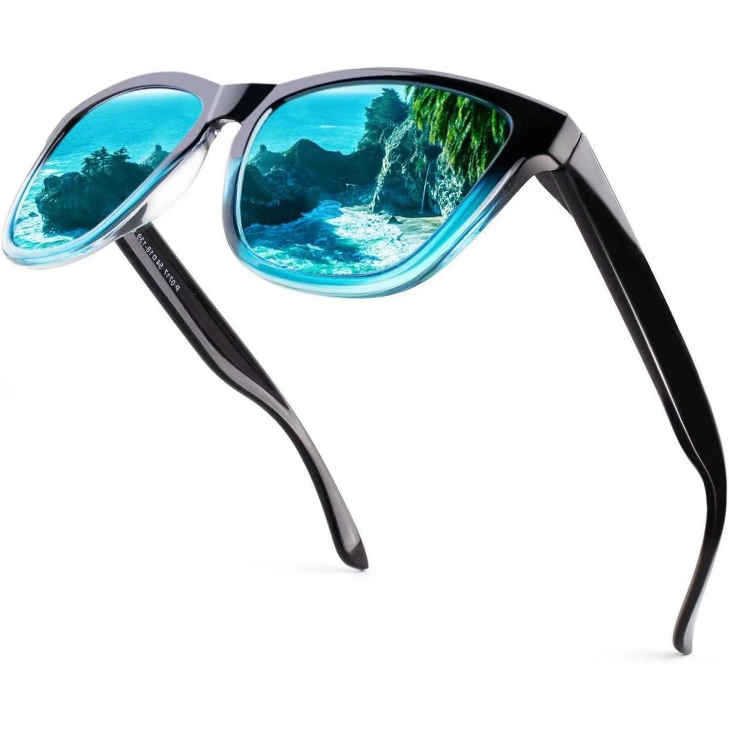LuxusKollektion Retrosonnenbrille Sonnenbrille Herren Damen 1 Farbverlauf Schwarz Blau Verspiegelt