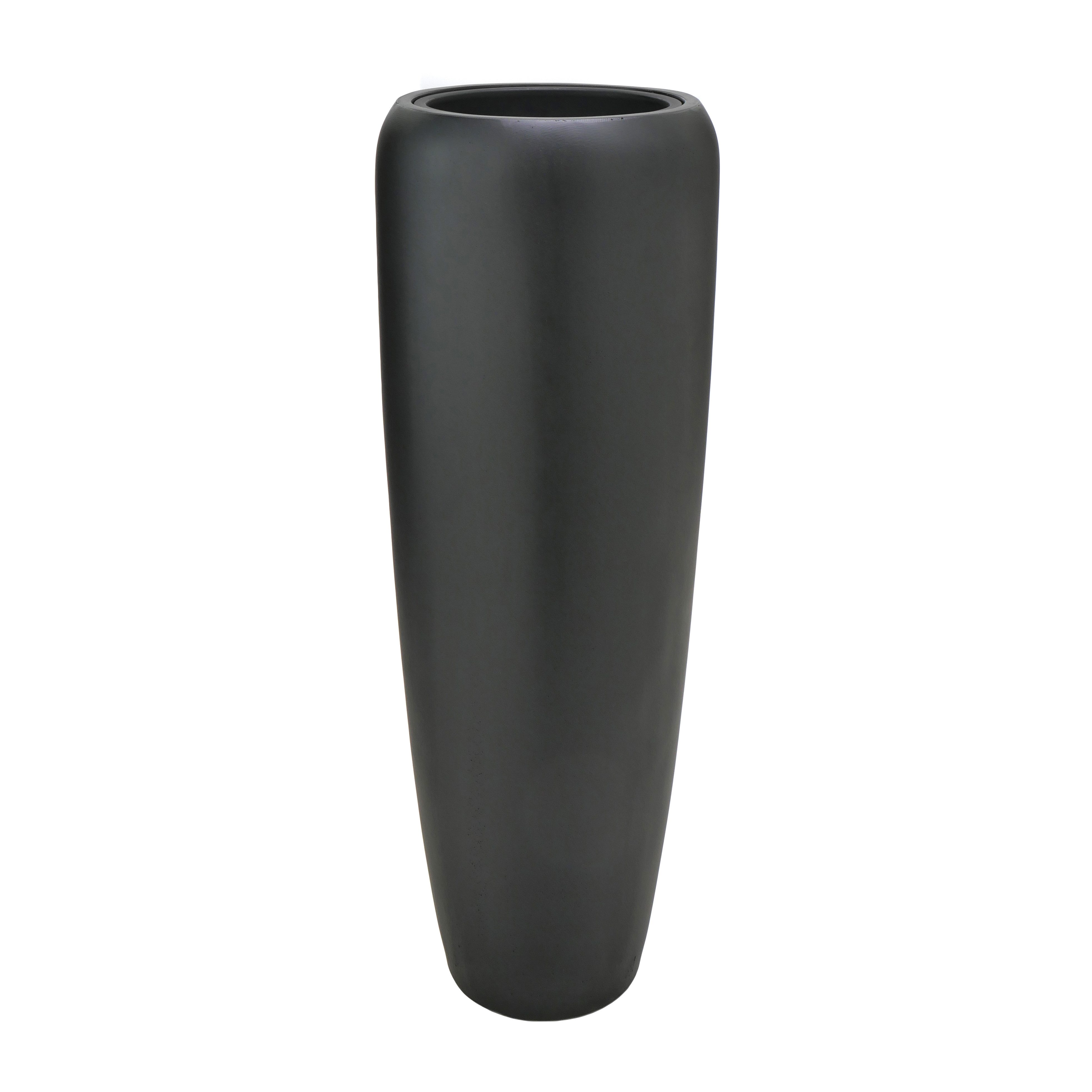 Flingora Bodenvase Cleo, mit Einsatz - Fiberglas - Indoor & Outdoor - Samtschwarz - Höhe 97 cm