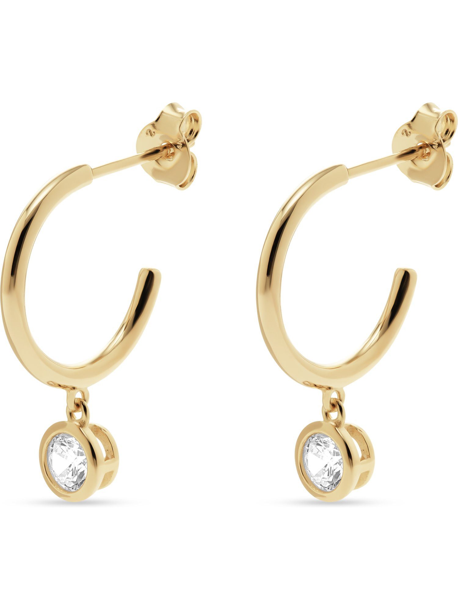Paar Creolen FAVS Damen-Creolen 925er Silber 2 Zirkonia