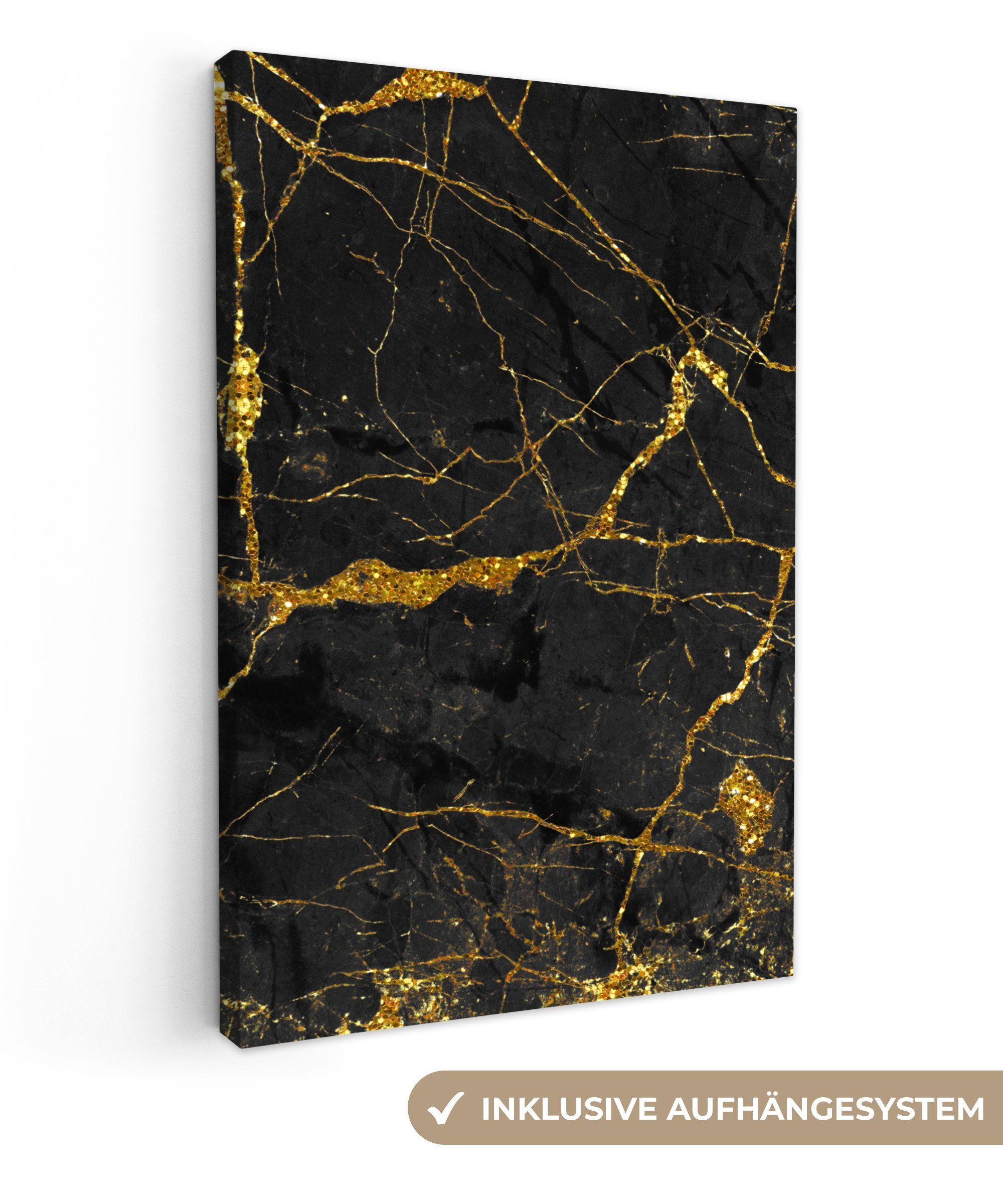OneMillionCanvasses® Leinwandbild Marmor - Gold - Schwarz - Marmoroptik - L günstig online kaufen