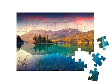 puzzleYOU Puzzle Sonnenaufgang am Eibsee, deutsche Alpen, 48 Puzzleteile, puzzleYOU-Kollektionen Seen, Natur, Eibsee, Bergseen, Flüsse & Seen