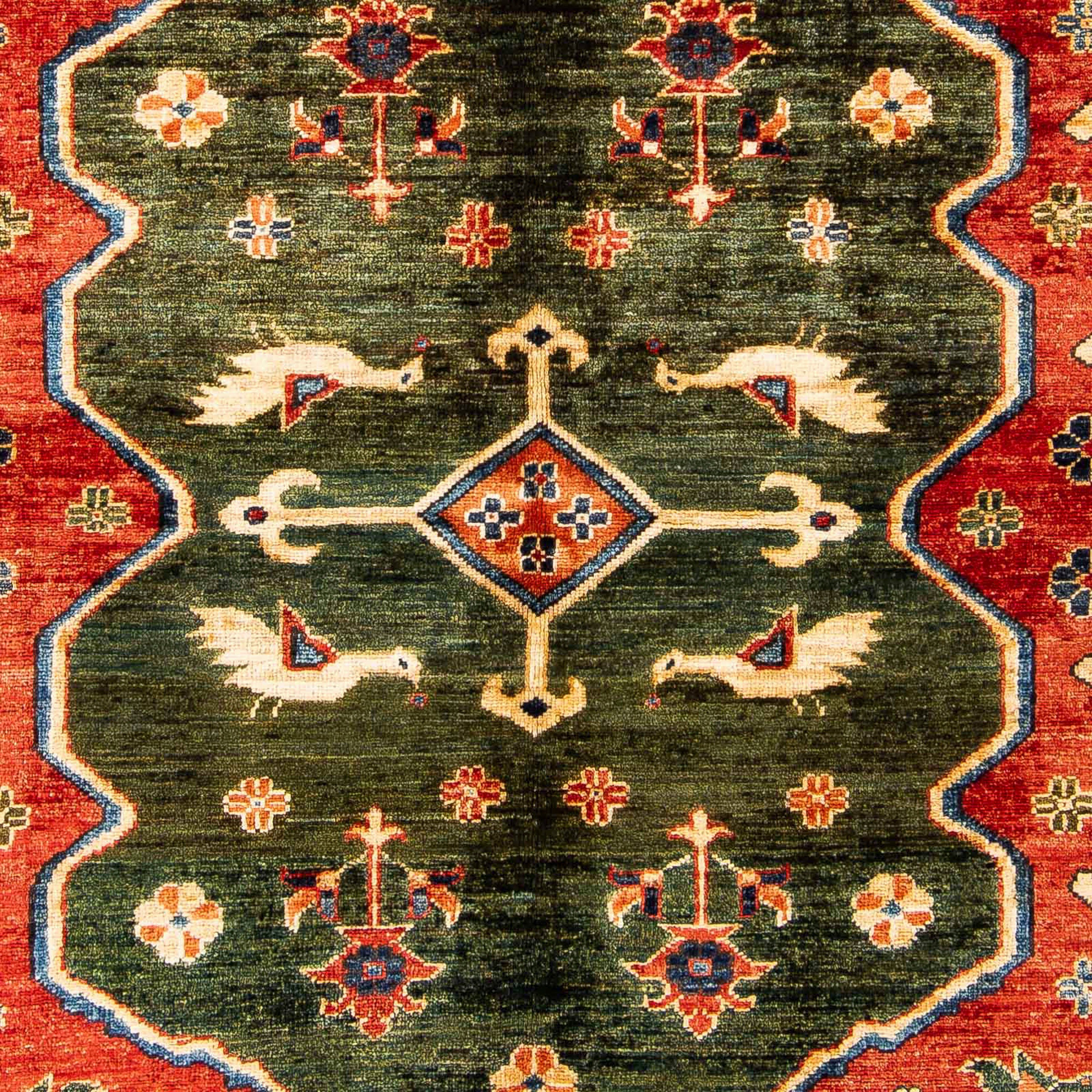 150 Afghan - Orientteppich mm, x Höhe: rechteckig, Wohnzimmer, Einzelstück Handgeknüpft, 195 Zertifikat morgenland, cm - rot, mit 7