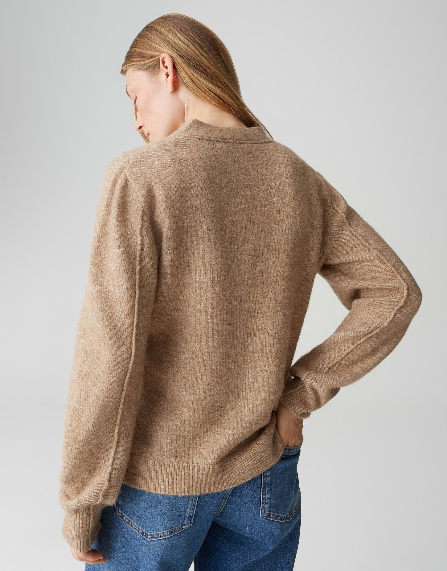 OPUS Strickjacke DARIEL Slim tailliert im Alpaka Wollmix figurbetonte Passform, weicher Griff