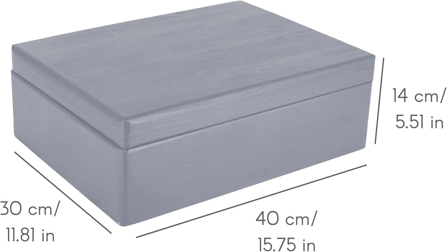 Creative Deco Holzkiste XL Große Holzkiste mit Deckel, 40x30x14 cm, Erinnerungsbox Baby, abgerundete Kanten