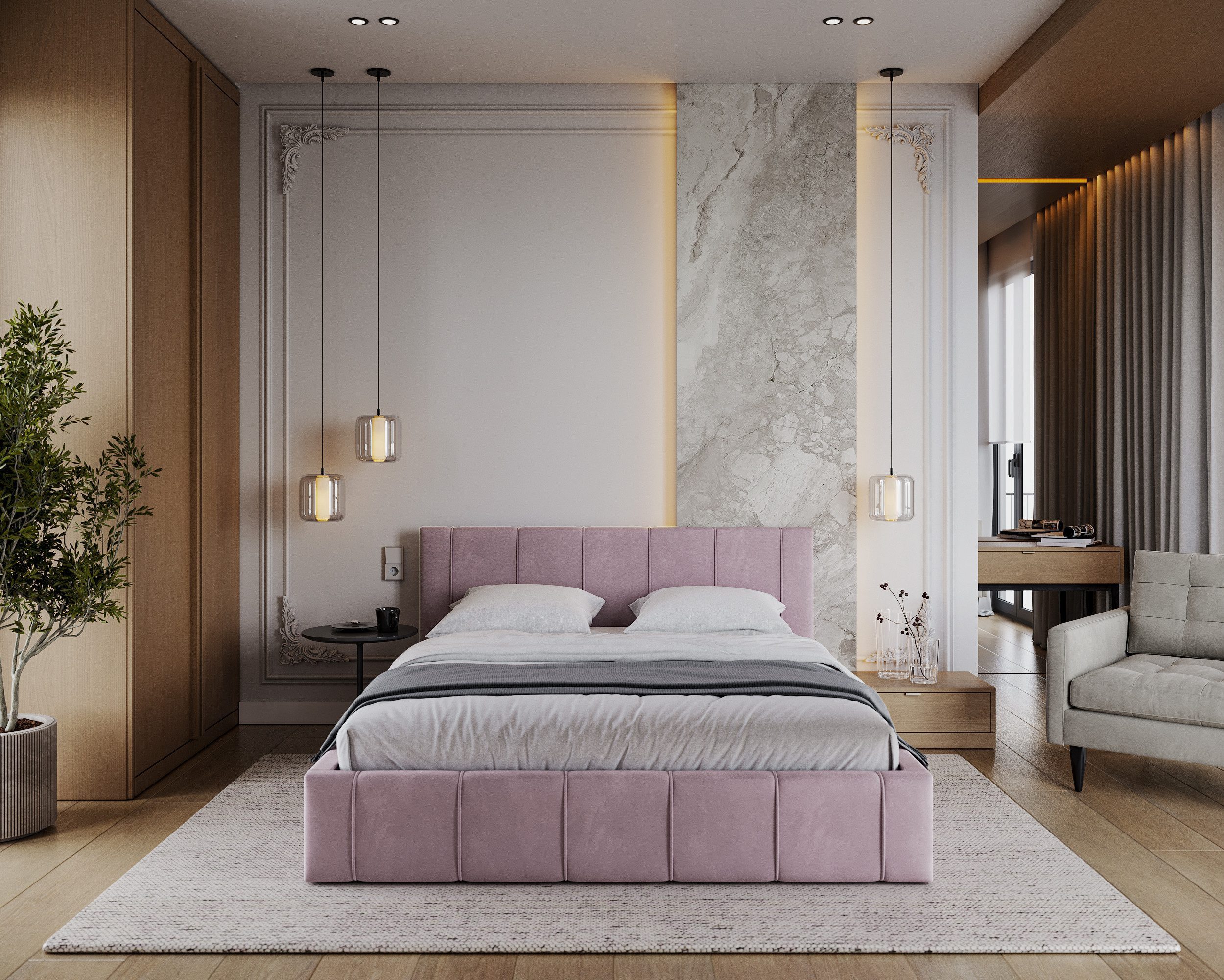 Polsterbett TOPSELLER Stauraumbett MADE IN EU - aus hochwertigem Velours