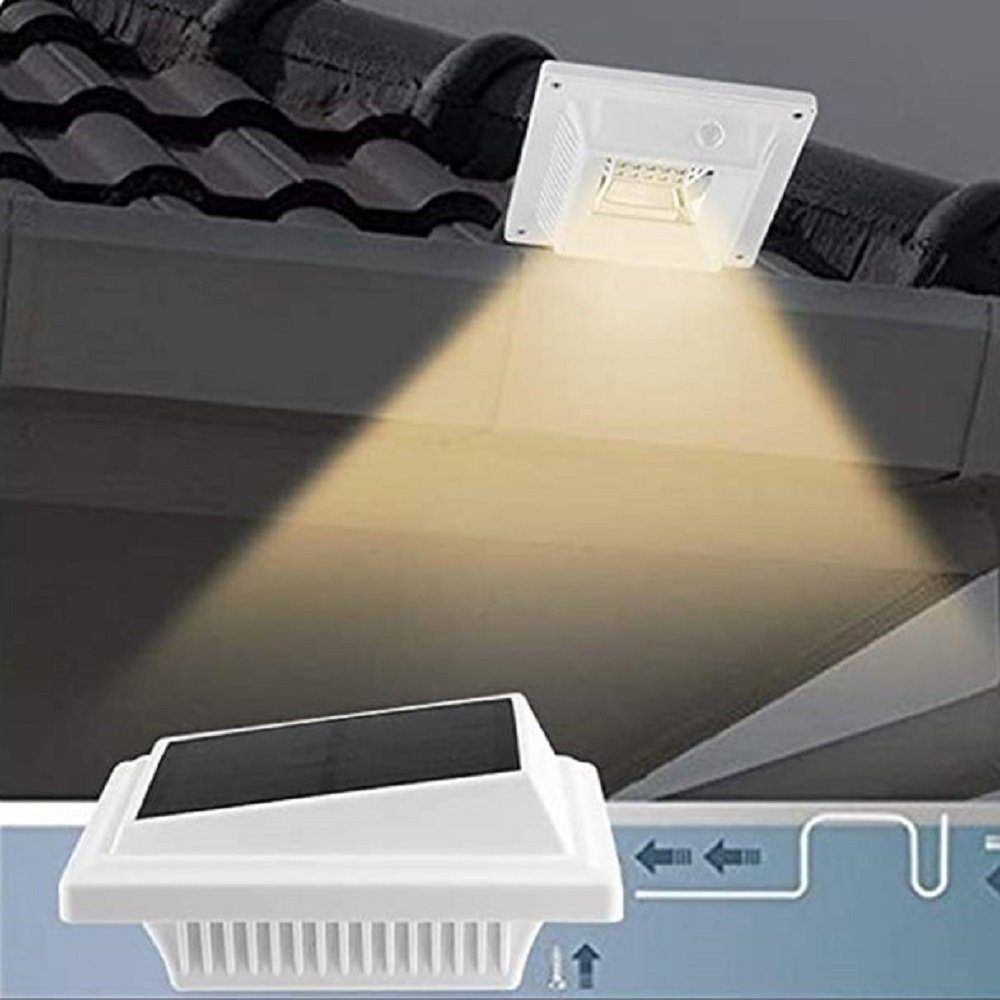 Coisini LED Dachrinnenleuchte 40LEDs Lichtsensor Solarlampen, weiß Außen
