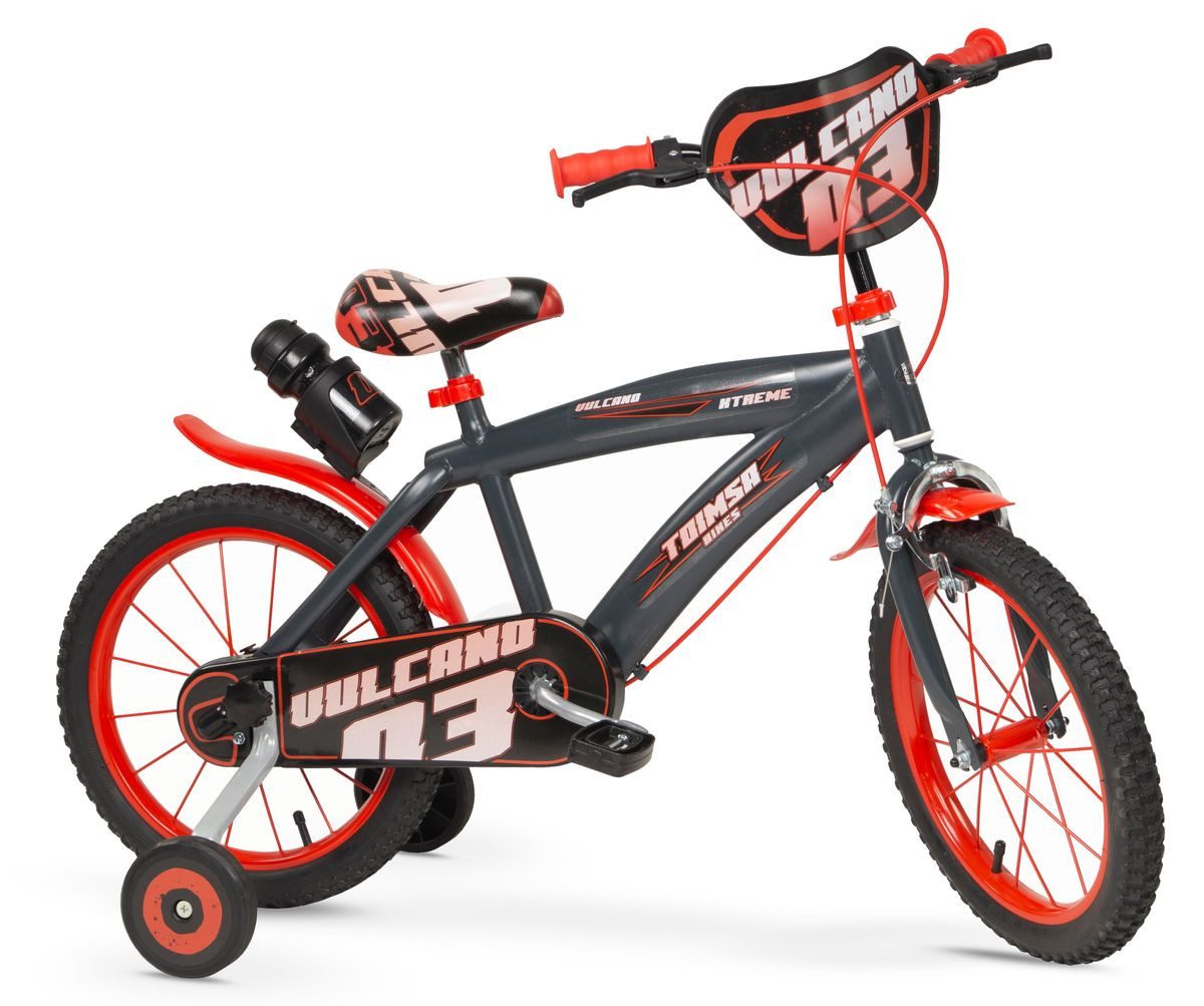 Toimsa Bikes Kinderfahrrad 16 Zoll Kinder Jungen Mädchen Fahrrad Kinderfahrrad Kinderrad Vulcano, 1 Gang, Stützräder, Trinkflasche