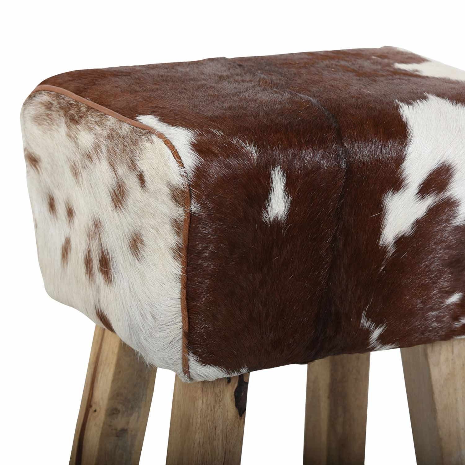 Casa Moro Sitzhocker Echtleder Fellhocker Benisha Kuhfell Optik Retro Hocker Turnbock (Weihnachtsdeko, Braun Weiß gefleckt), Handmade Sitzhocker eine Kult Polst – Bild 2 von 5