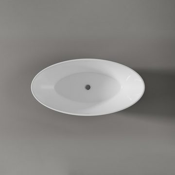 Bernstein Badewanne TERRA, (modernes Design / Acrylwanne / Sanitäracryl / mit Siphon), freistehende Wanne / Schwarz / 160 cm x 80 cm / Acryl / Oval