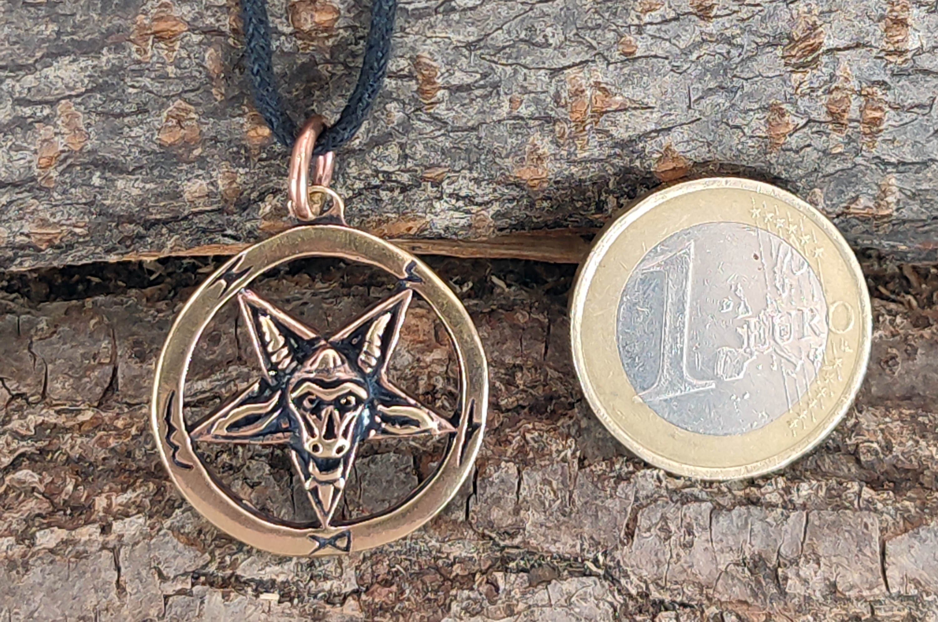 Kiss of Leather Kettenanhänger Pentagramm Anhänger Bronze Baphomet Drudenfuß Teufel schwarze Magie