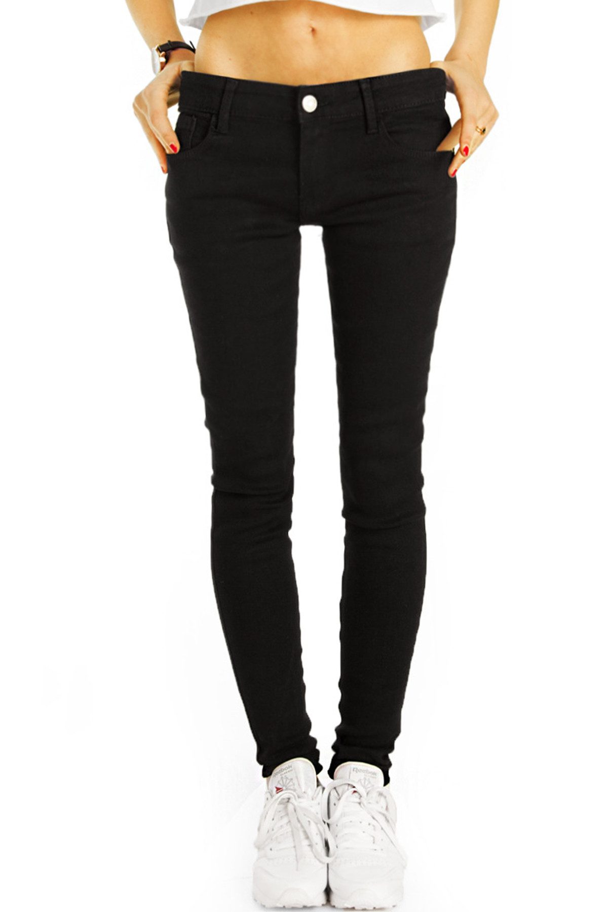be styled Low-rise-Jeans Low Waist Jeans Hose hüftige Röhrenjeans Hüftjeans - Damen - j2e mit Stretch-Anteil