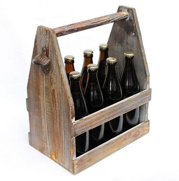DanDiBo Flaschenkorb Bierträger mit Flaschenöffner 5087 Bierkiste aus Holz 38 cm Flaschenträger