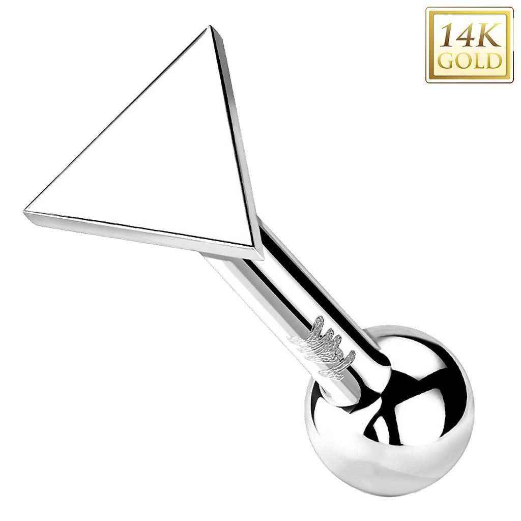 Piercing-Set 14K Gold Tragus Dreieck Aufsatz ohne Gewinde Weißgold 1,2mmx 6mmx 4mm