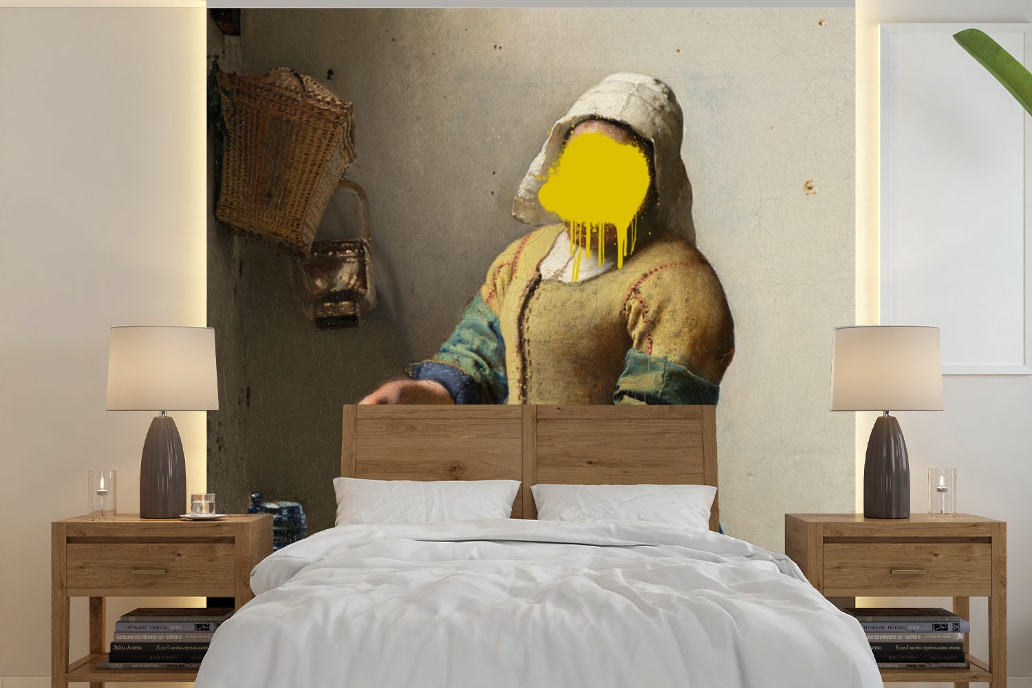 MuchoWow Fototapete Das Milchmädchen - Vermeer - Kunst, Matt, bedruckt, (5 St), Vinyl Tapete für Wohnzimmer oder Schlafzimmer, Wandtapete