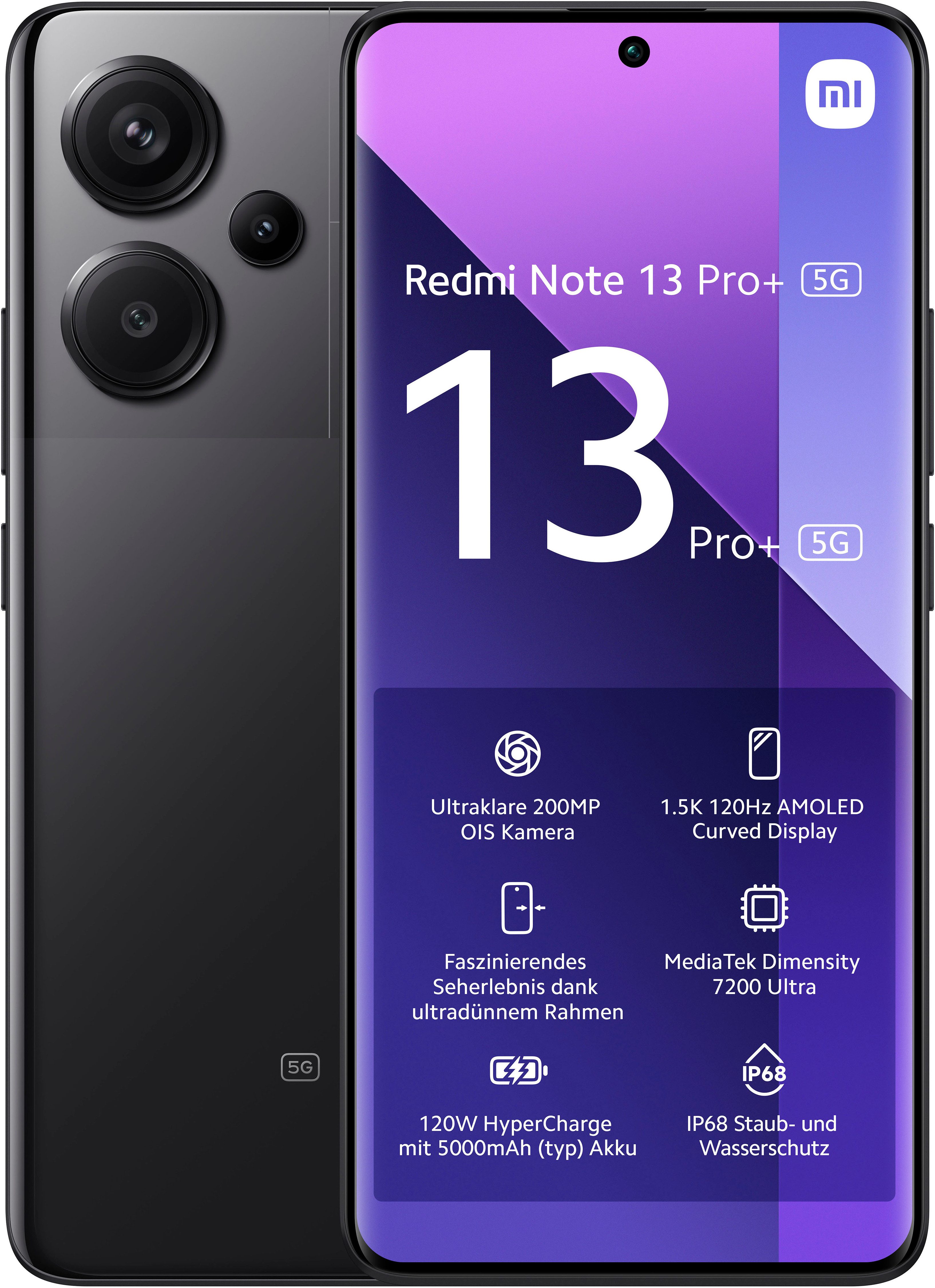 Xiaomi Redmi Note 13 Pro+ 5G 12+512GB Smartphone (16,94 cm/6,67 Zoll, 512 GB Speicherplatz, 200 MP Kamera)