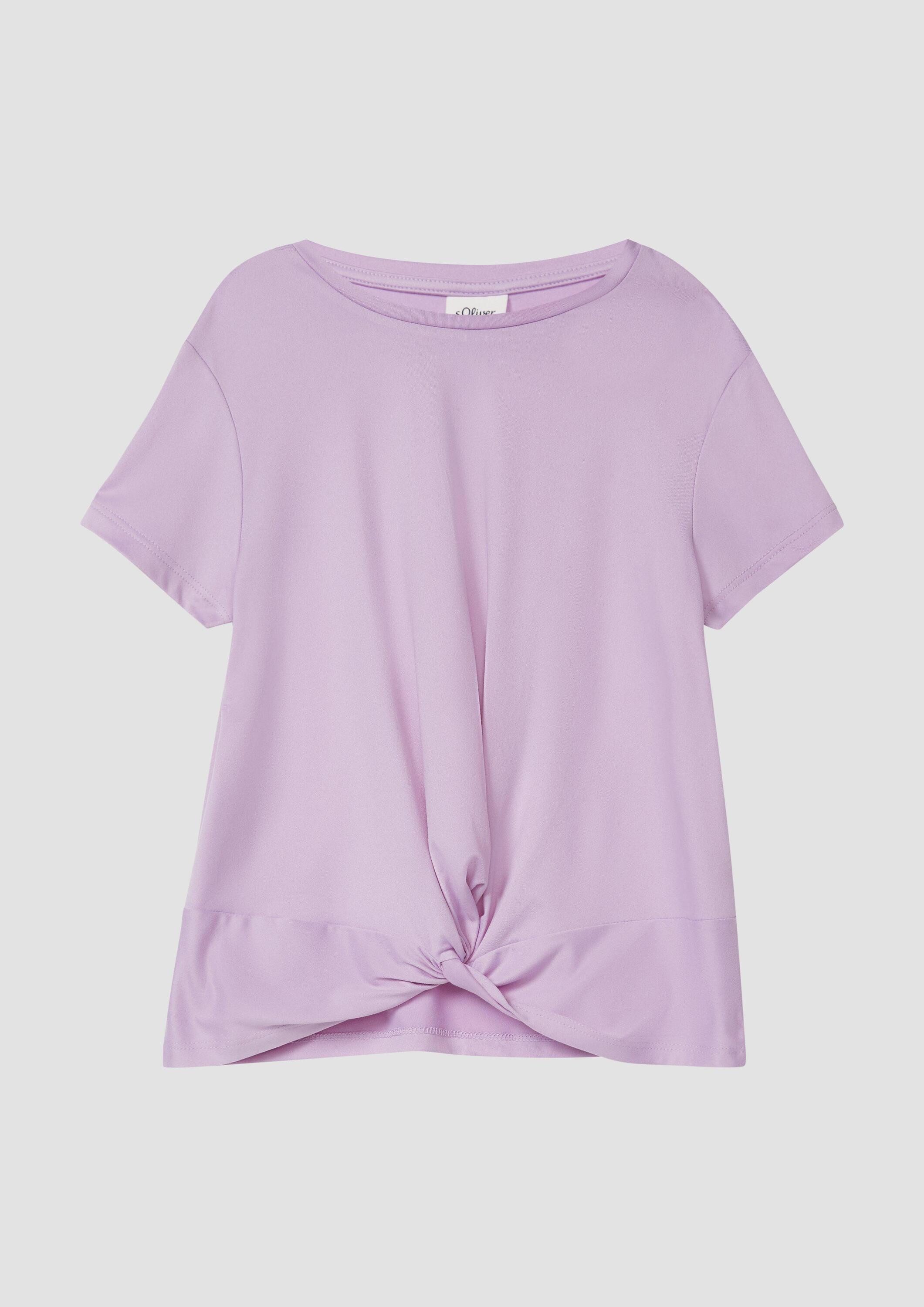 s.Oliver Kurzarmshirt T-Shirt Fließendes T-Shirt mit Knoten-Detail und leichtem Glanz
