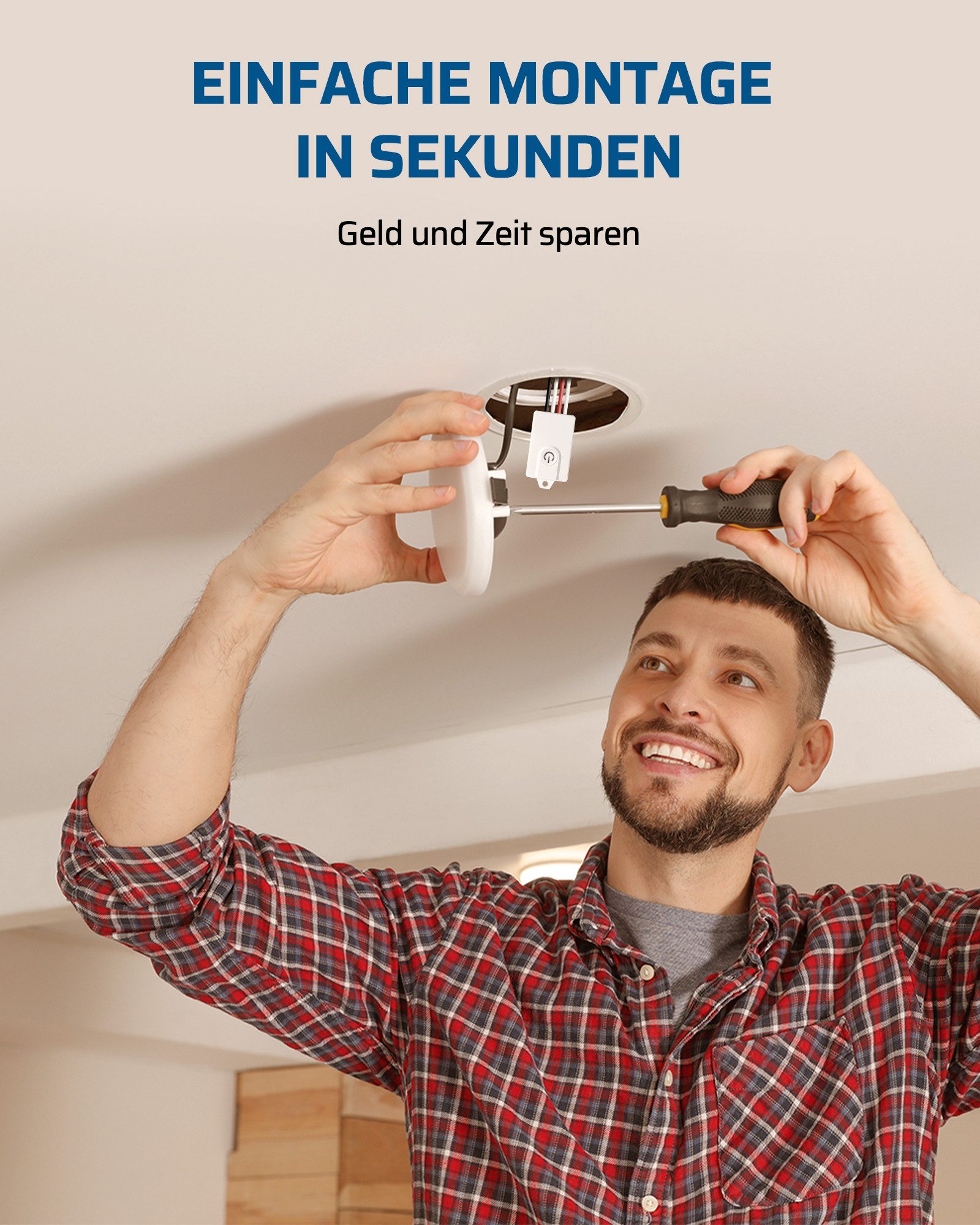 DEWENWILS Licht-Funksteuerung Funkschalter Set, für Schlafzimmer, Kinderzimmer, Büro, Arbeitszimmer, Wohnzimmer, 230V/15A, 433,92MHz, Wandschalter, Kabellos Fun – Bild 5 von 5