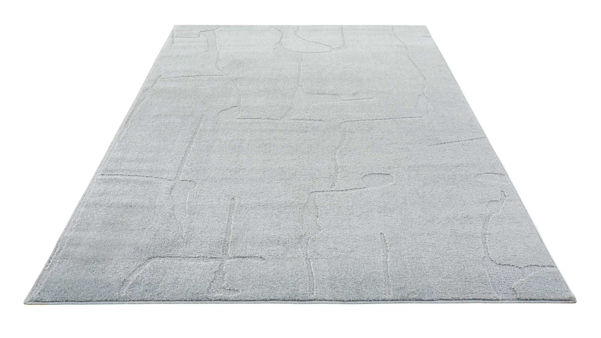 TaraCarpet Teppich Tara Carpet Avalon uni Hoch-Tief-Struktur, rechteckig, Höhe: 13 mm, Wohnzimmer, Schlafzimmer, Esszimmer, Jugendzimmer grau 080x150