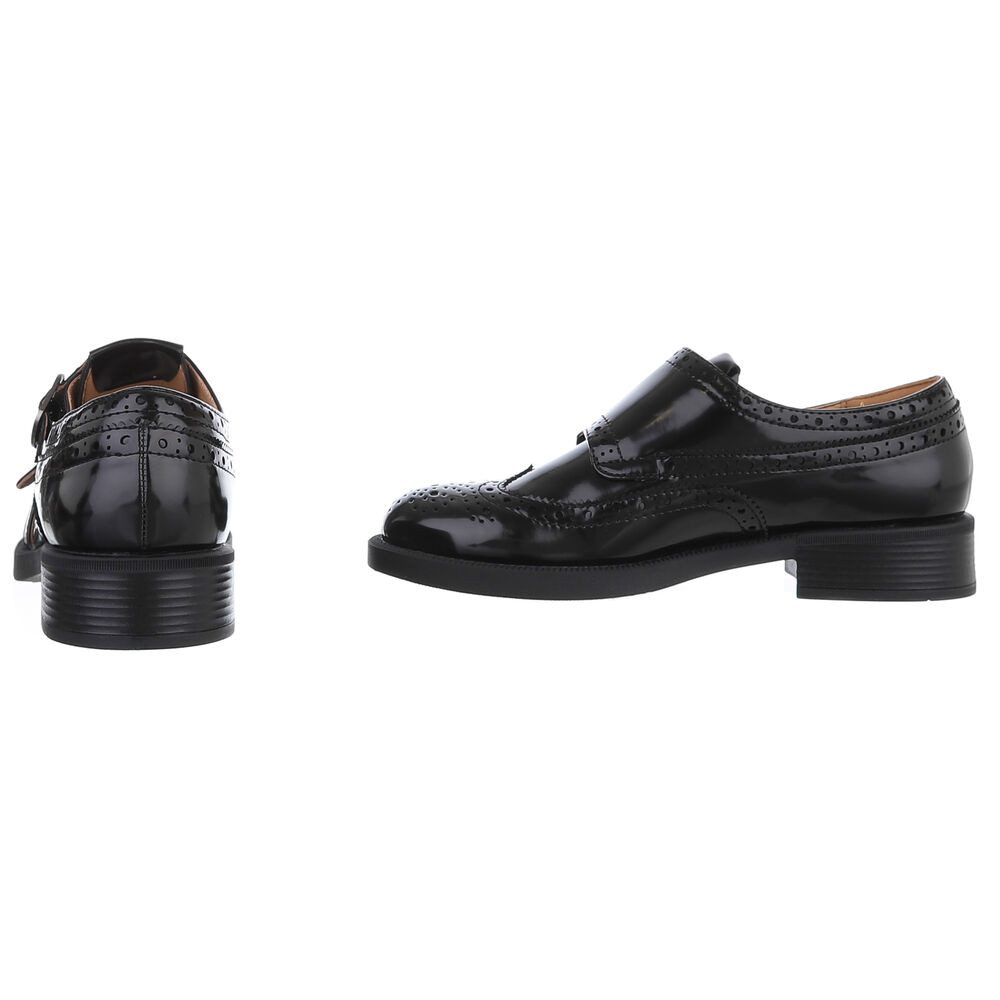 Ital-Design Damen Mokassins Freizeit Slipper (88930610) Blockabsatz Slipper in Schwarz