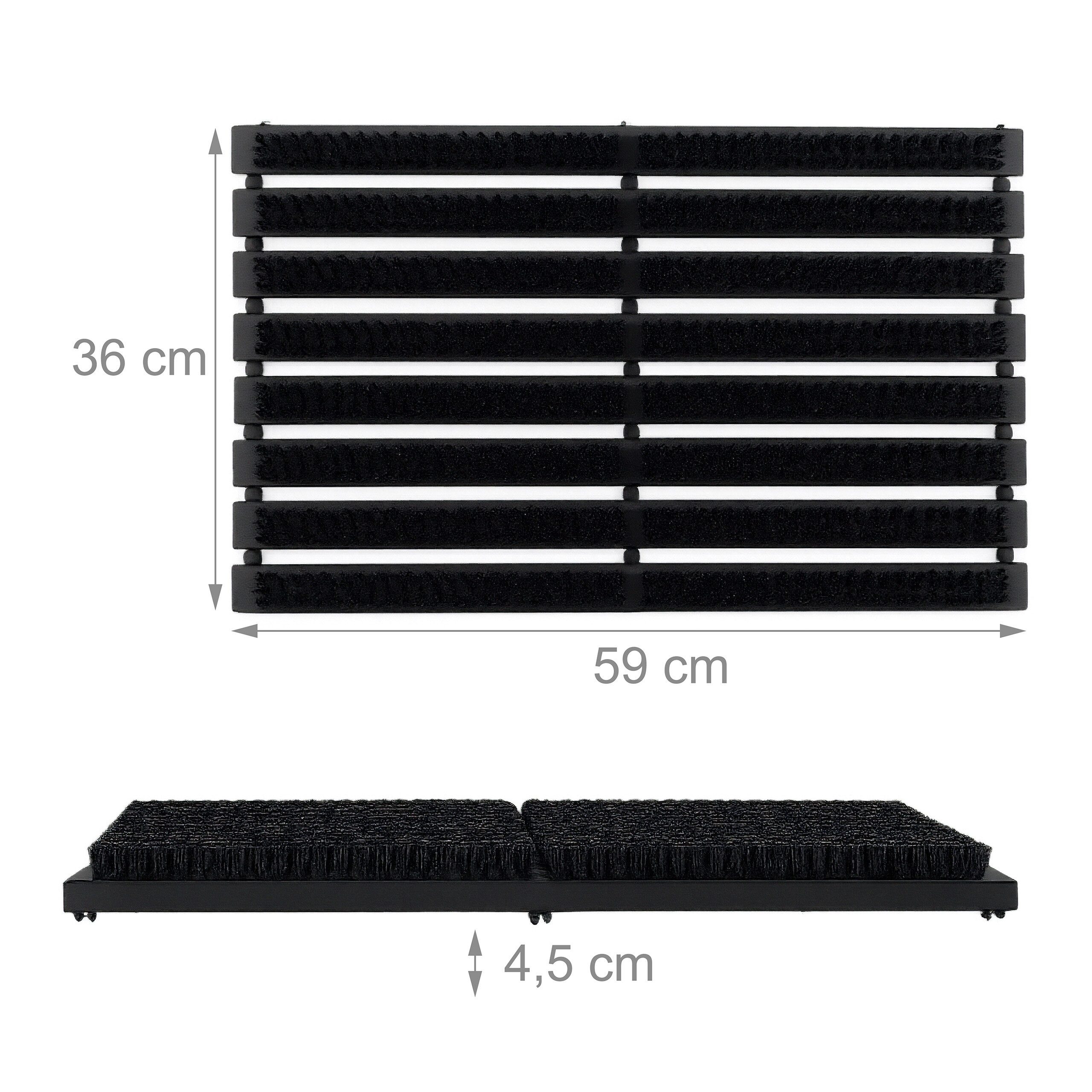 relaxdays Fußmatte Schuhabstreifer in Schwarz, rechteckig, Höhe: 45 mm – Bild 4 von 5